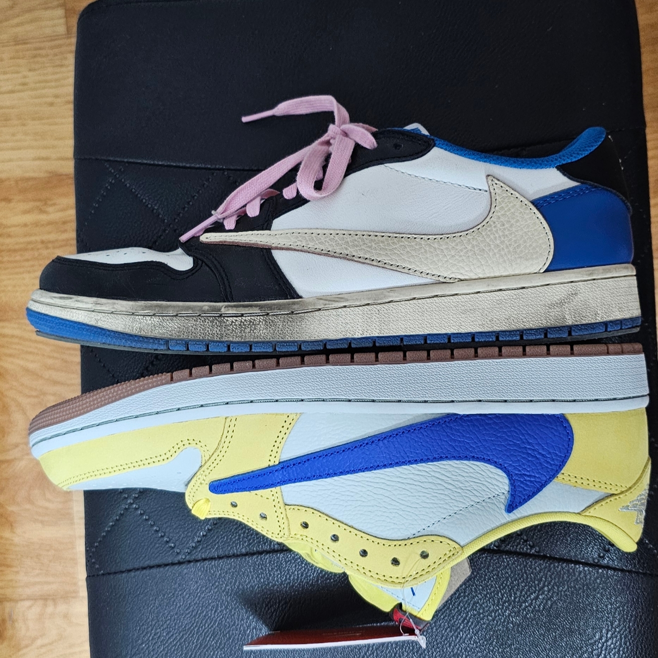 (W) Jordan 1 x Travis Scott Retro Low OG SP Canary 착용 스타일 - 1