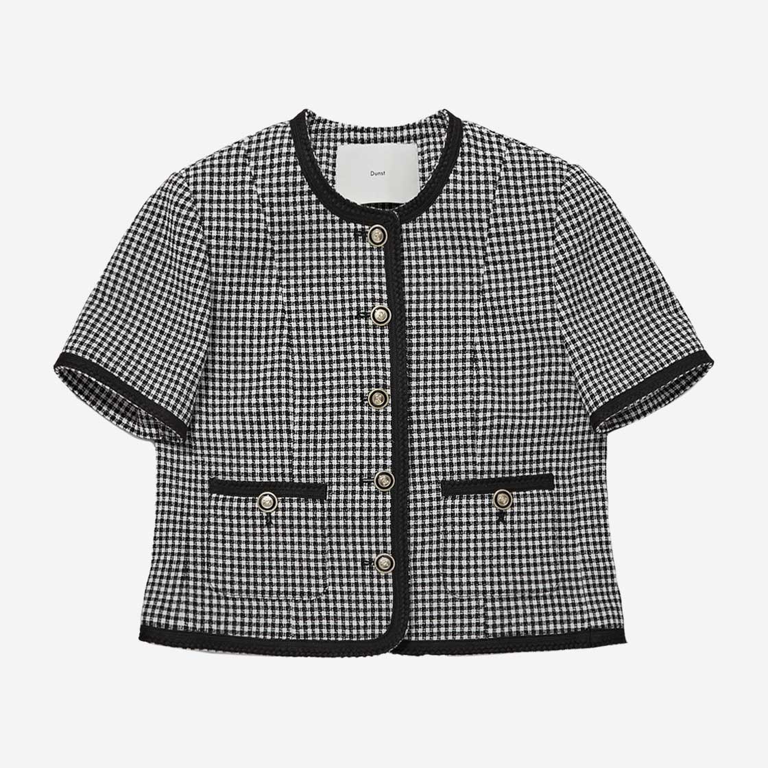 Dunst Summer Tweed Jacket White Black Check 상세 이미지 1