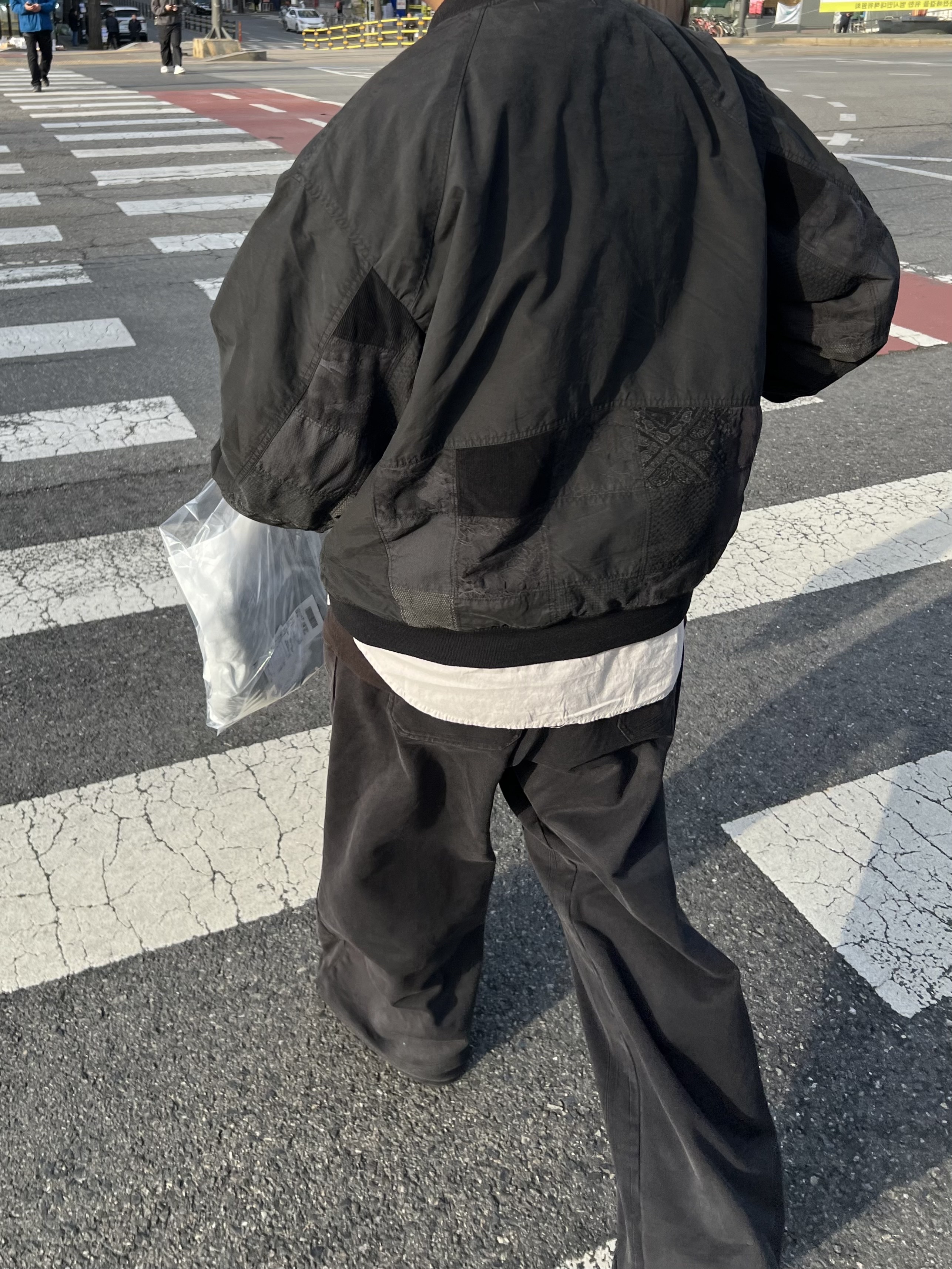 Polyteru 1011 Reversible Patched MA-1 Washed Black (Dyed Mud), Polyteru Tenco Loosed Shirt 2.0 Washed Gray 착용 스타일 - 2
