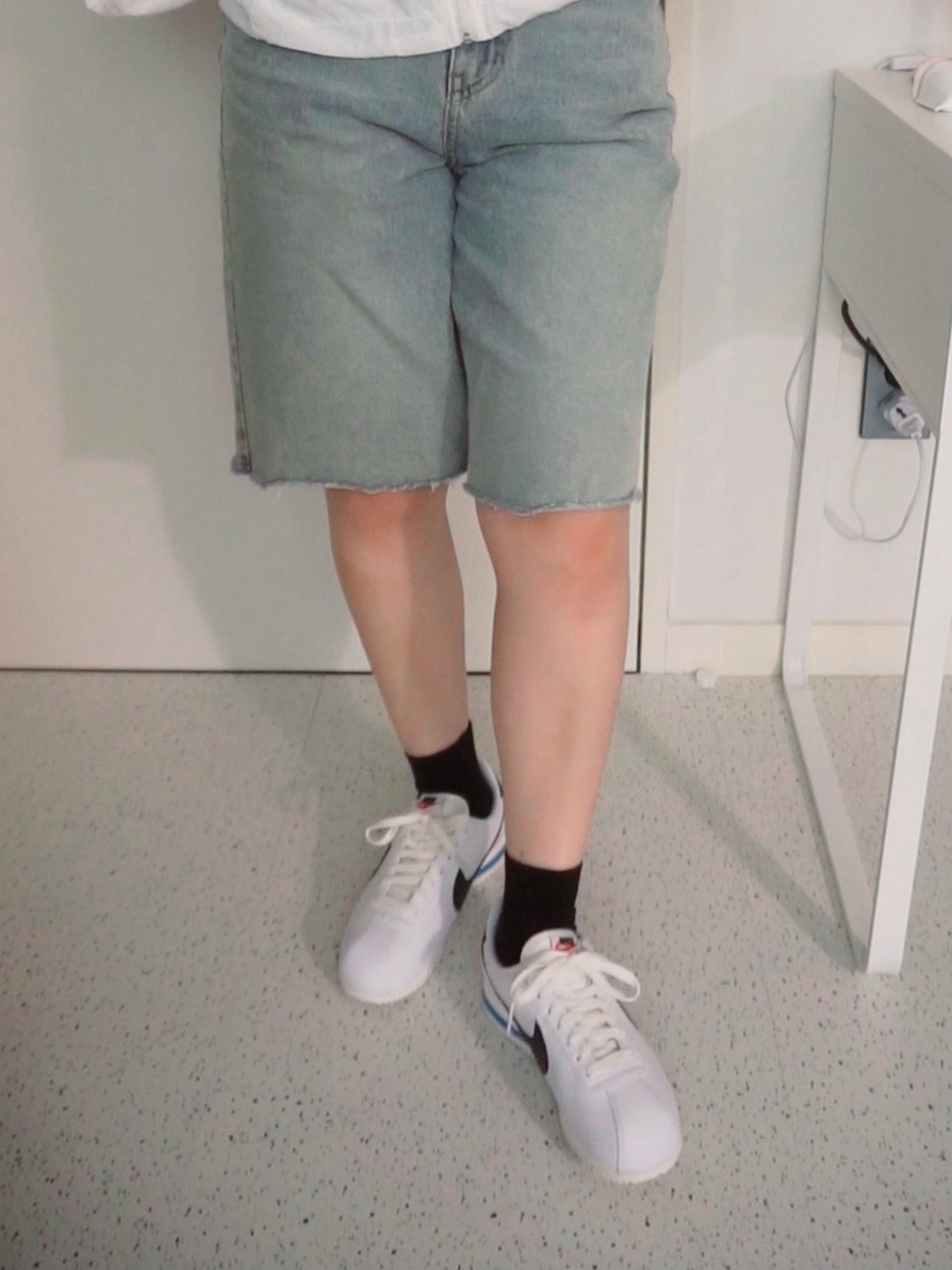 (W) Nike Cortez White and Black 착용 스타일