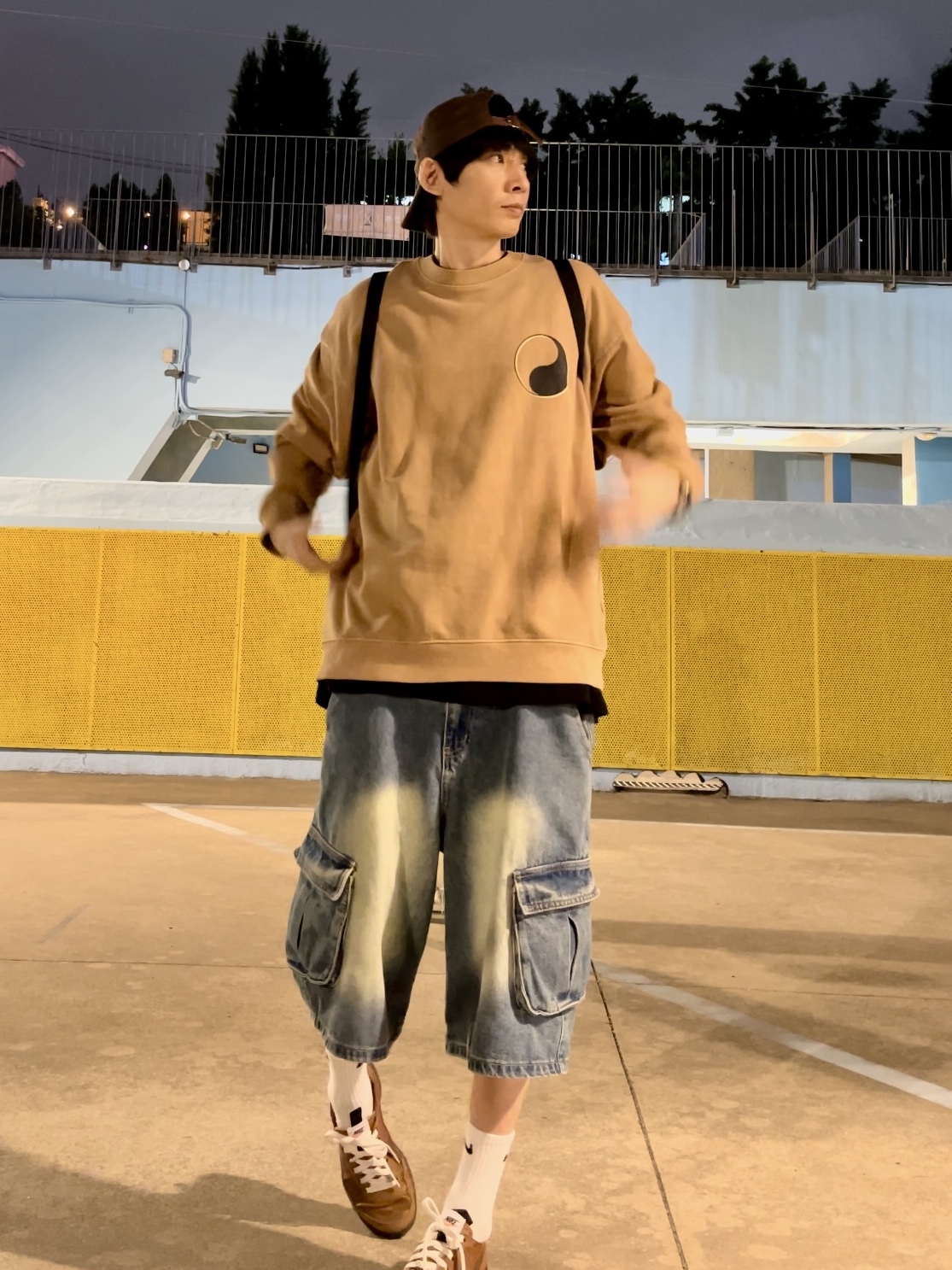 Nike x Tom Sachs General Purpose Shoe Brown, Stussy x Our Legacy Drop Shadow Crew Khaki 착용 스타일 - 1