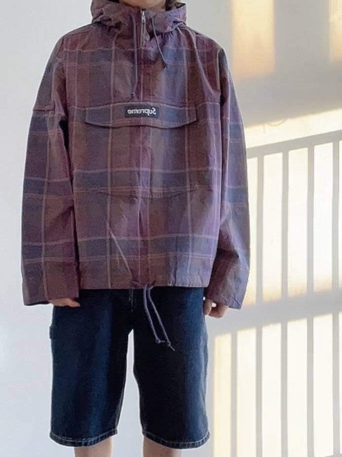 Supreme Cotton Utility Anorak Plaid - 24SS, Supreme x Nike Denim Short Indigo - 24SS 착용 스타일 - 1