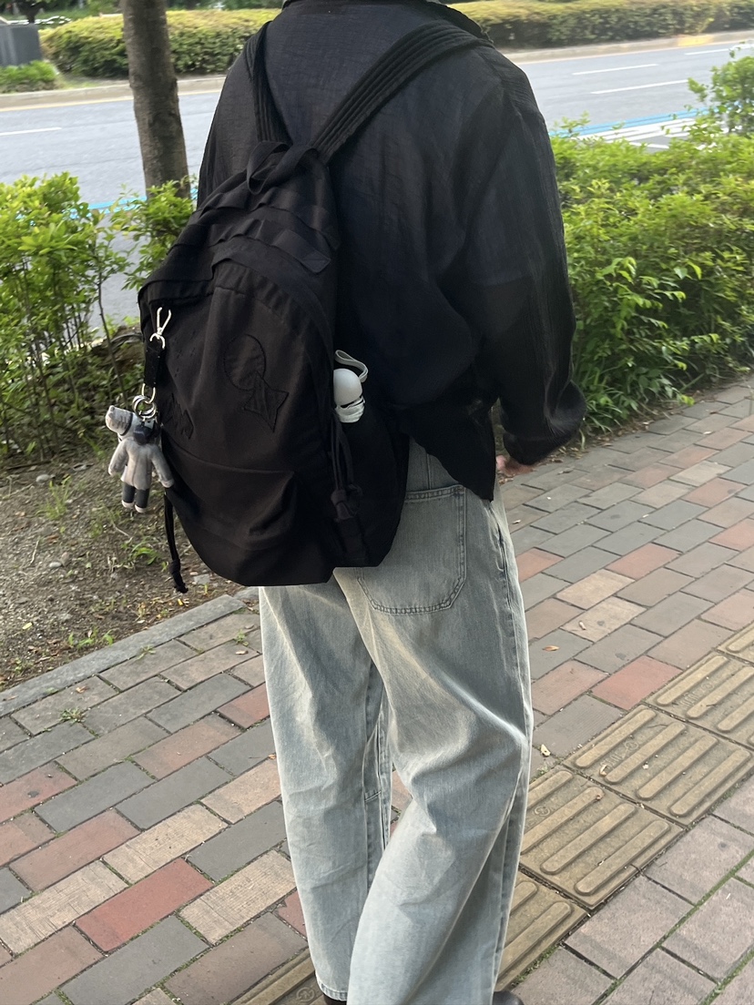 Polyteru Used Backpack 2PK Black 착용 스타일 - 2