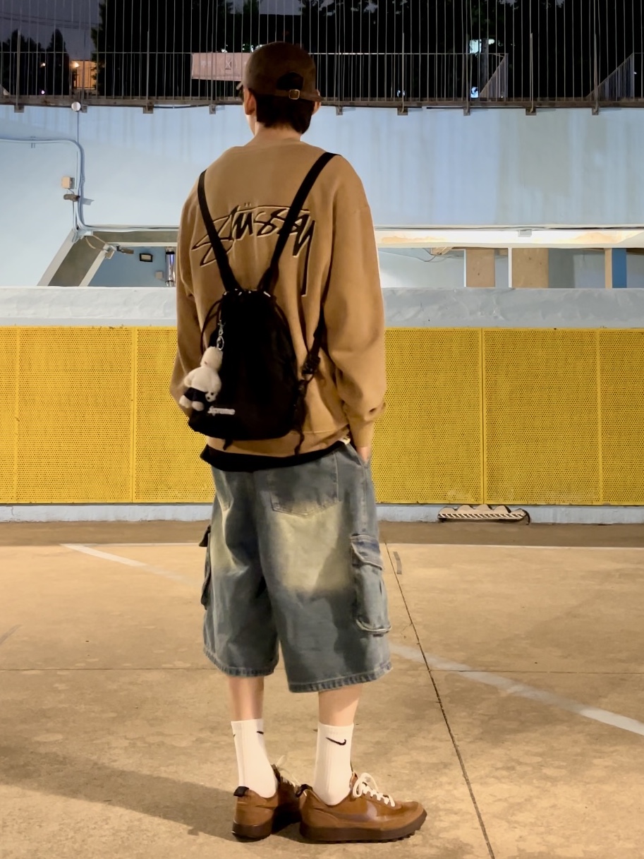 Nike x Tom Sachs General Purpose Shoe Brown, Stussy x Our Legacy Drop Shadow Crew Khaki 착용 스타일 - 2