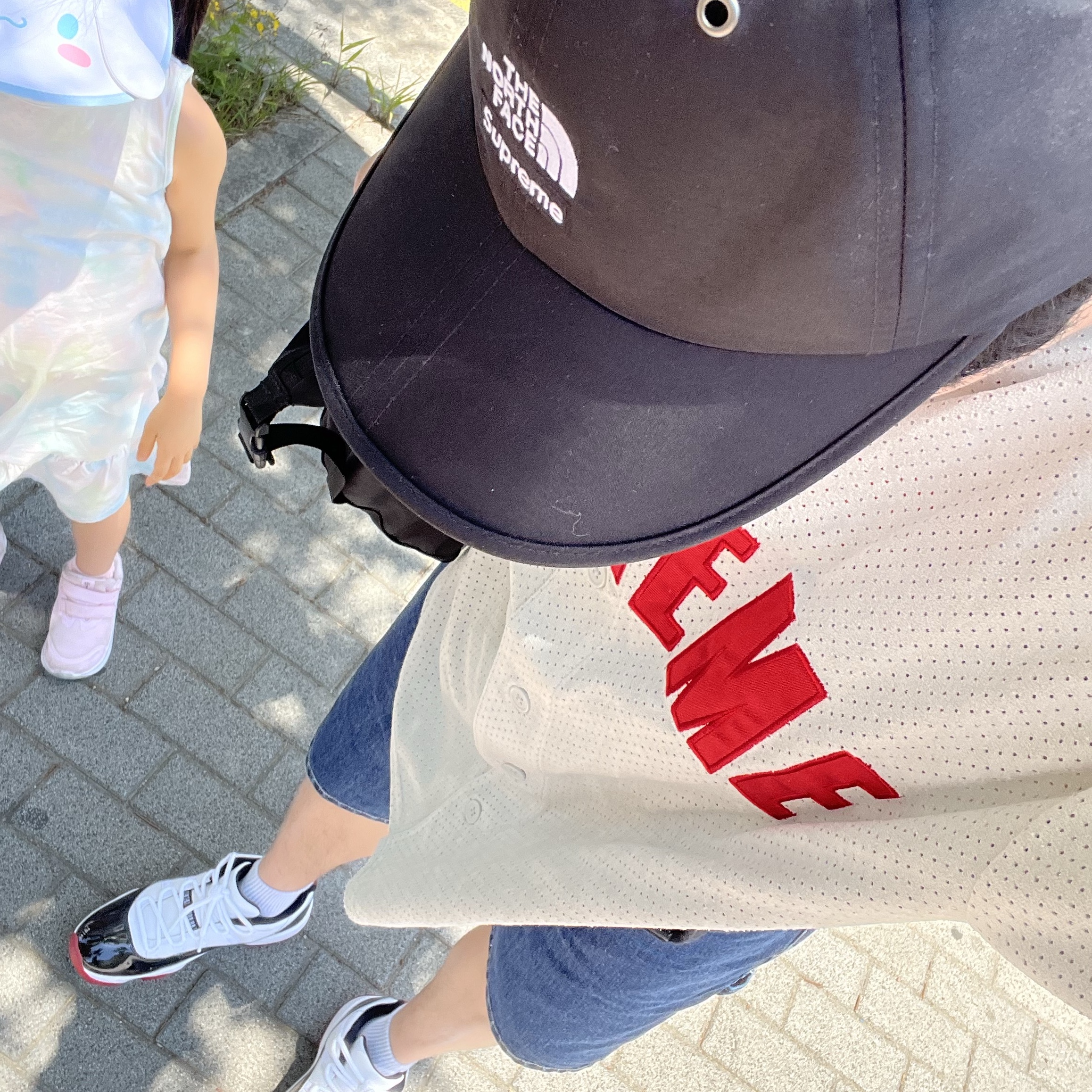 Supreme Ultrasuede Mesh Baseball Jersey Grey - 24SS, Supreme x Nike Denim Short Indigo - 24SS 착용 스타일 - 2