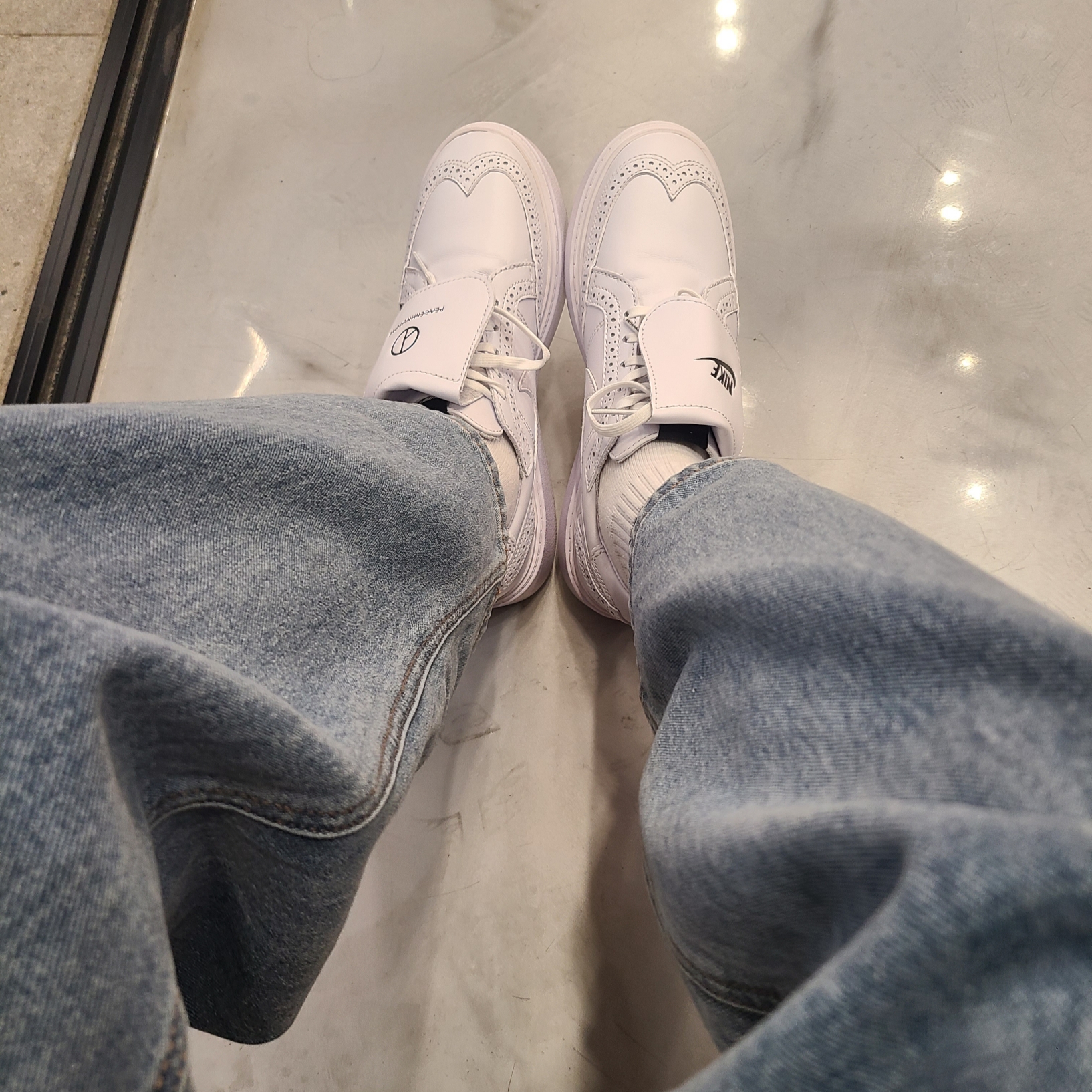 Nike x Peaceminusone Kwondo1 White 착용 스타일