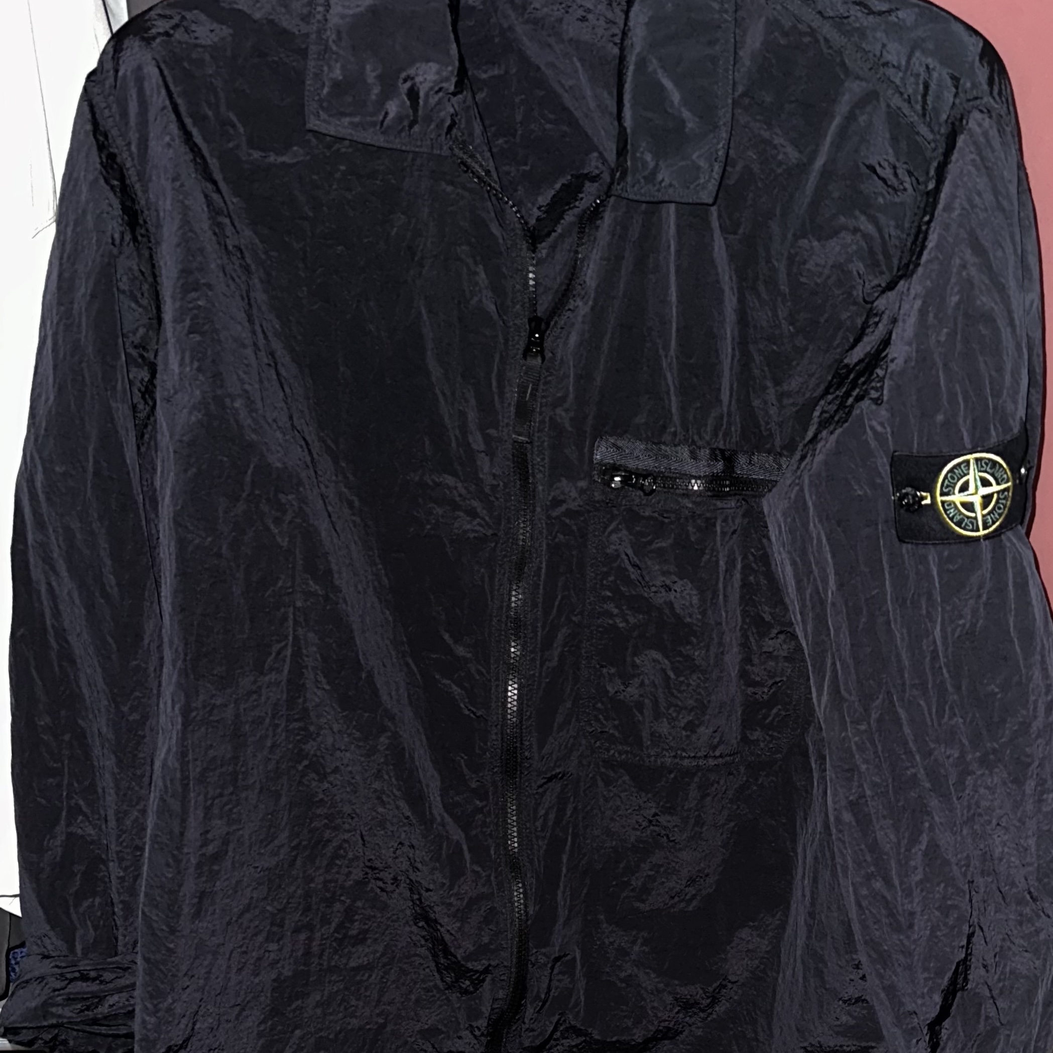 Stone Island 11219 Nylon Metal In Econyl Regenerated Nylon Overshirt Black - 24SS 착용 스타일