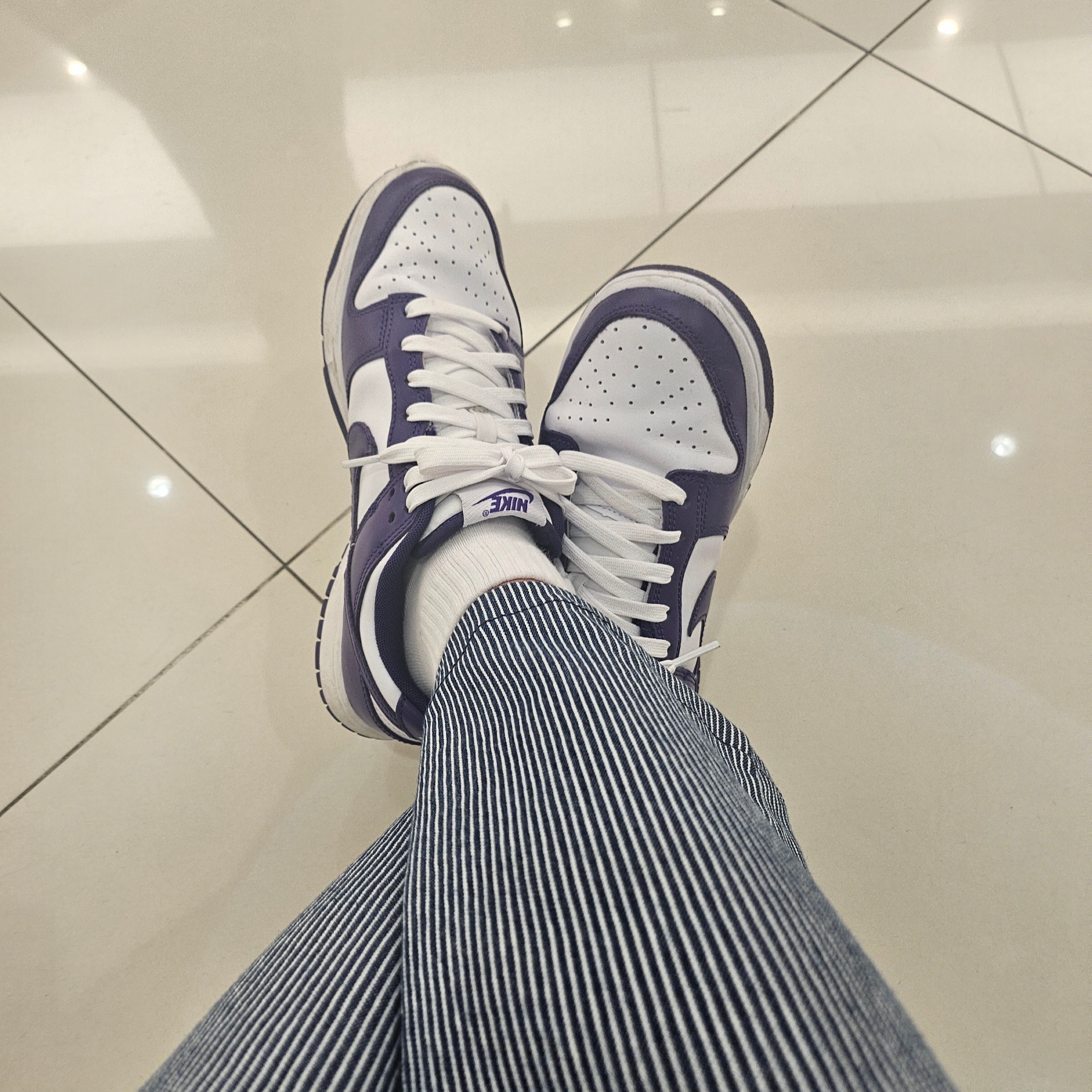 Nike Dunk Low Retro Championship Court Purple 착용 스타일