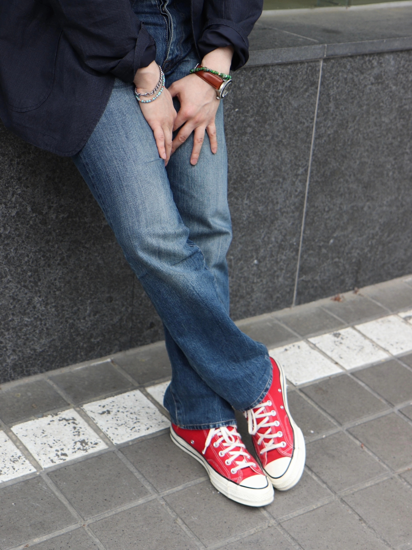 Converse Chuck 70 High Vintage Canvas Enamel Red 착용 스타일 - 3