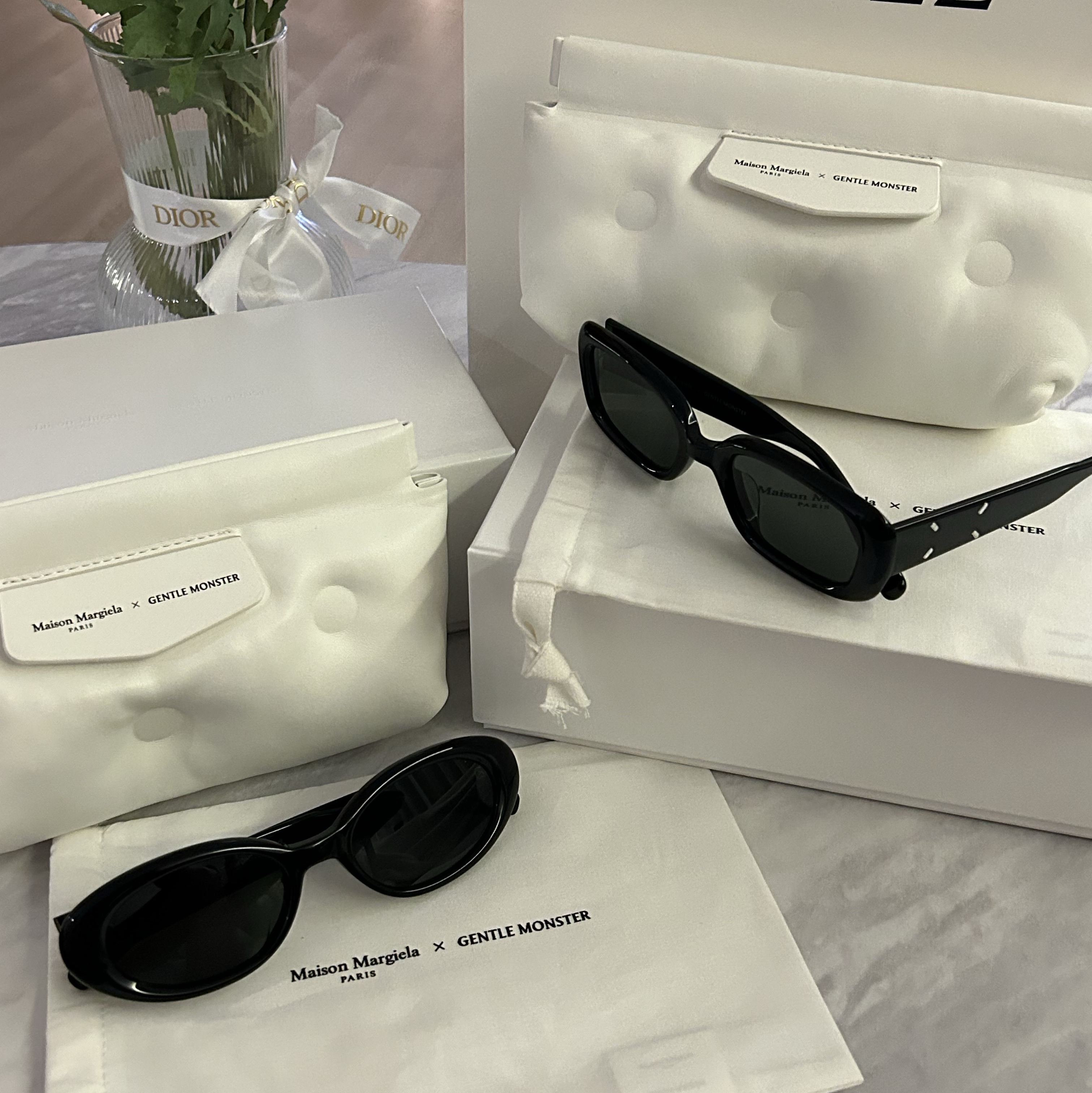 Gentle Monster x Maison Margiela MM107 Black Black, Gentle Monster x Maison Margiela MM106 Black Black 착용 스타일