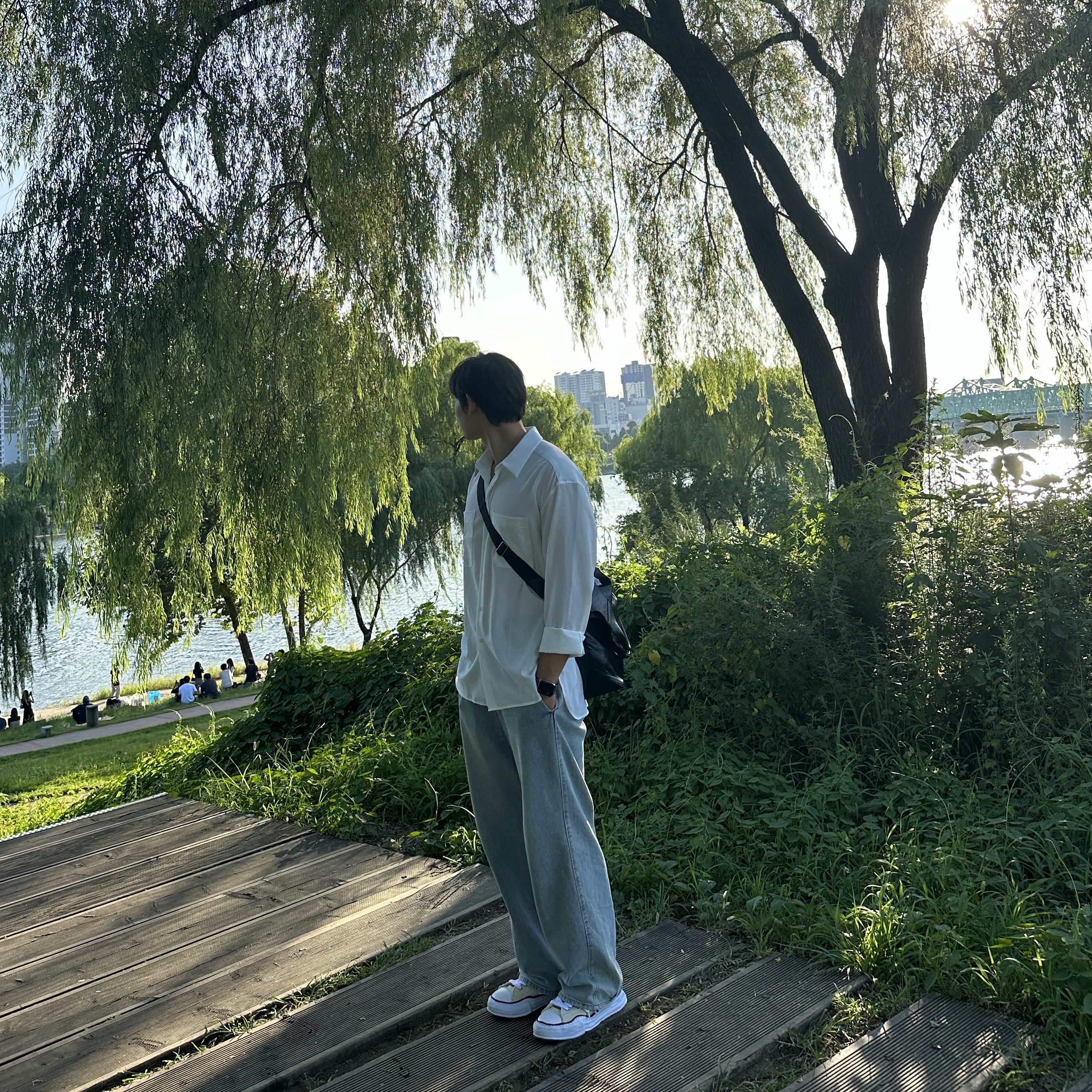 Maison Mihara Yasuhiro Peterson OG Sole Canvas Low-top Sneakers Natural, Polyteru Human Index Human Jumbo 1/2 T-Shirt Gray 착용 스타일 - 2