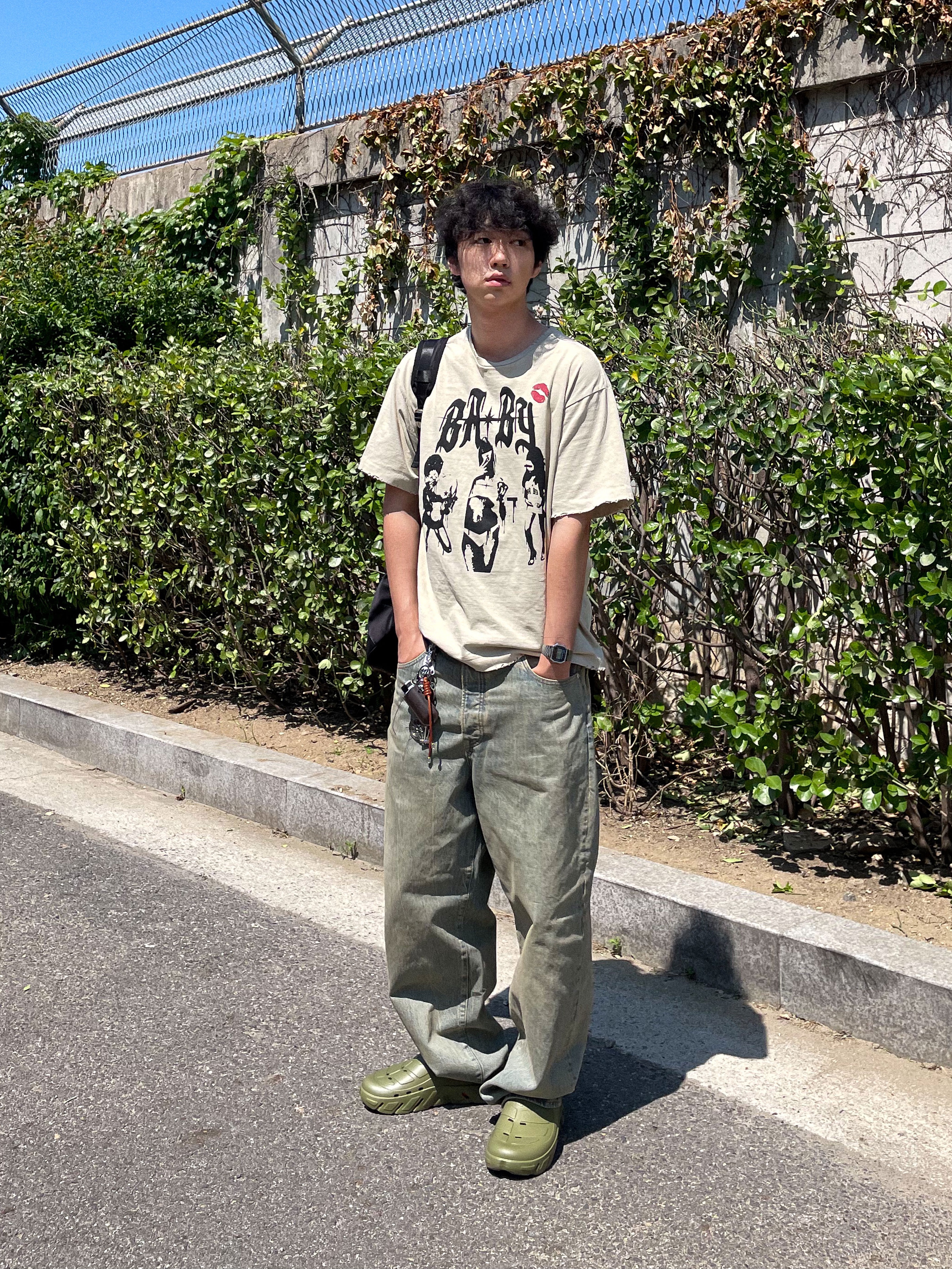 Stussy Denim Big OL' Jean Washed Beach Wash 착용 스타일 - 1