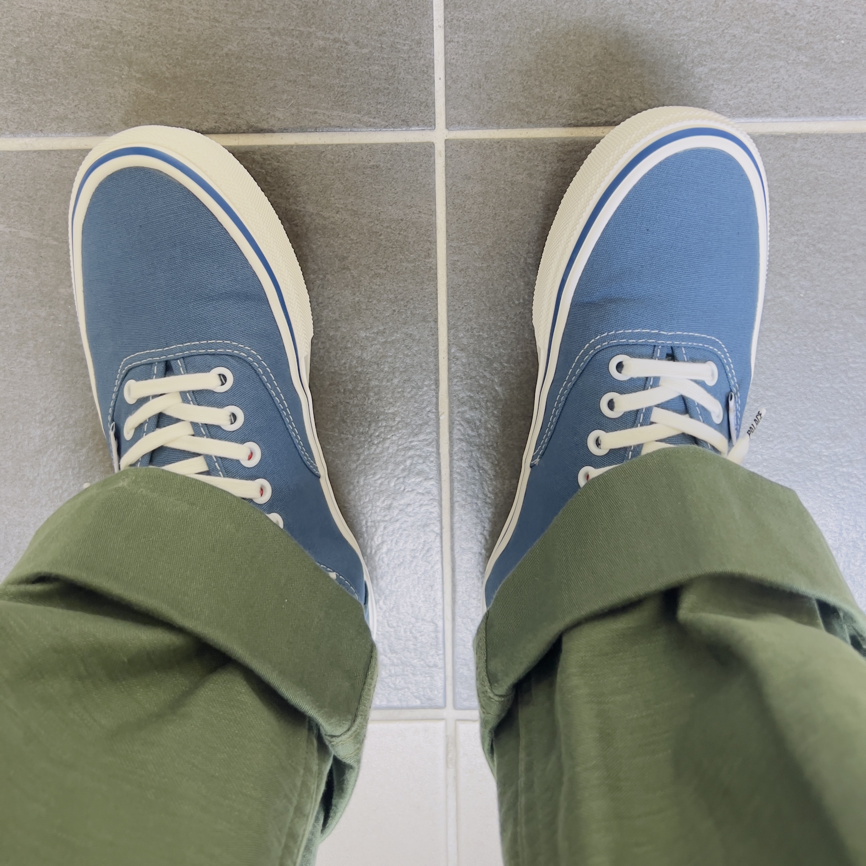 Vans X Palace Skate Authentic STV Navy, Orslow 5002 US Army Fatigue Pants Green 착용 스타일
