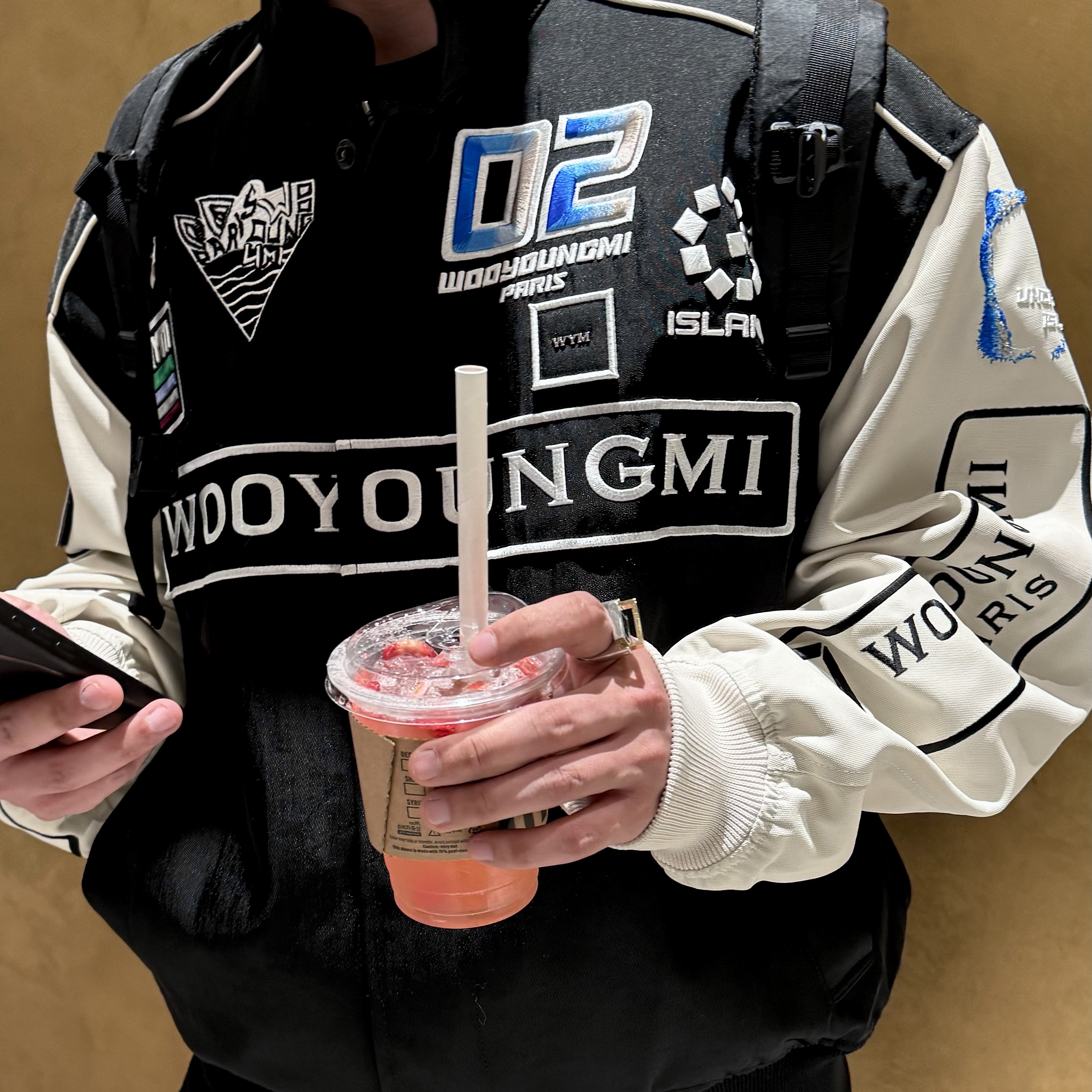 Wooyoungmi Emblem Nylon Jacket Black - 24SS, Wooyoungmi Regent Tilt Ring Silver Gold 착용 스타일