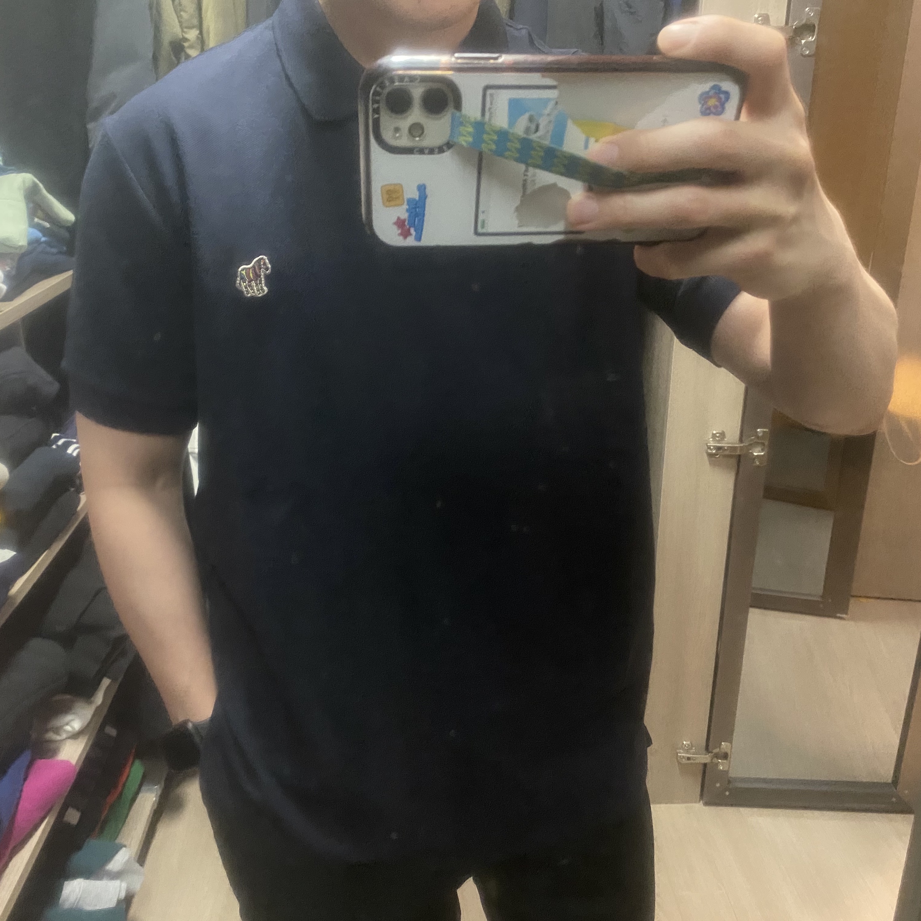 Paul Smith Cotton Pique Zebra Logo Polo Shirt Dark Navy 착용 스타일