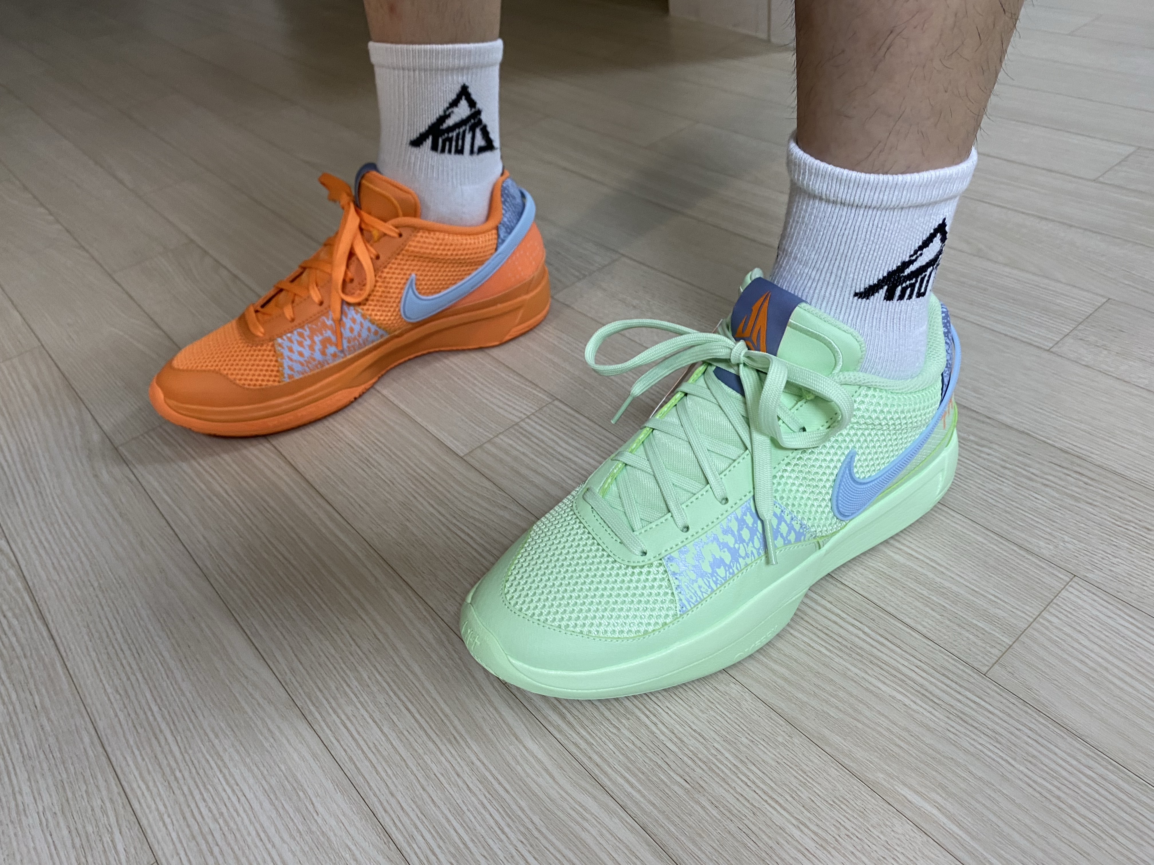Nike Ja 1 EP Bright Mandarin Vapor Green 착용 스타일 - 1