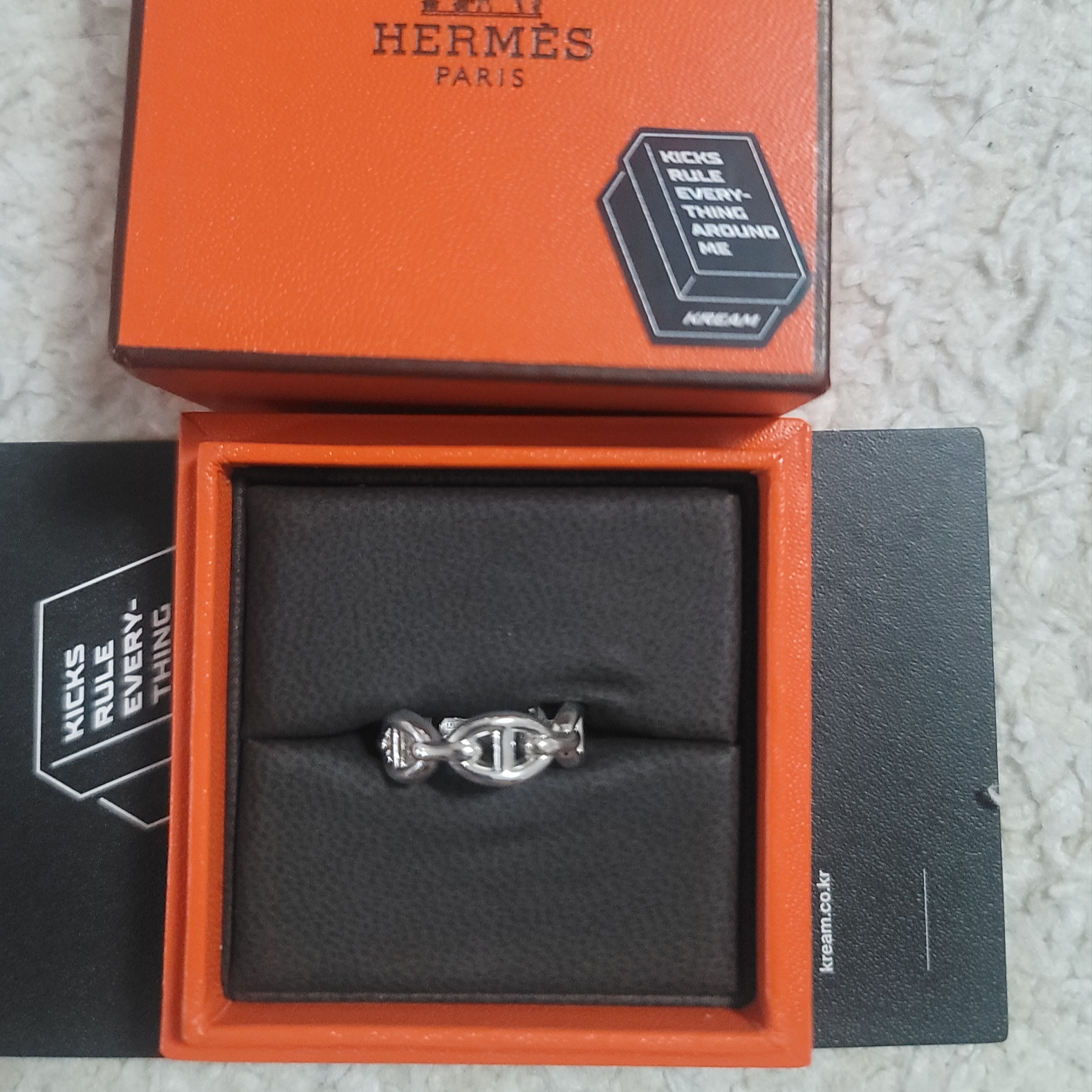 (W) Hermes Small Chaine D'Ancre Enchainee Ring Sterling Silver 착용 스타일 - 3