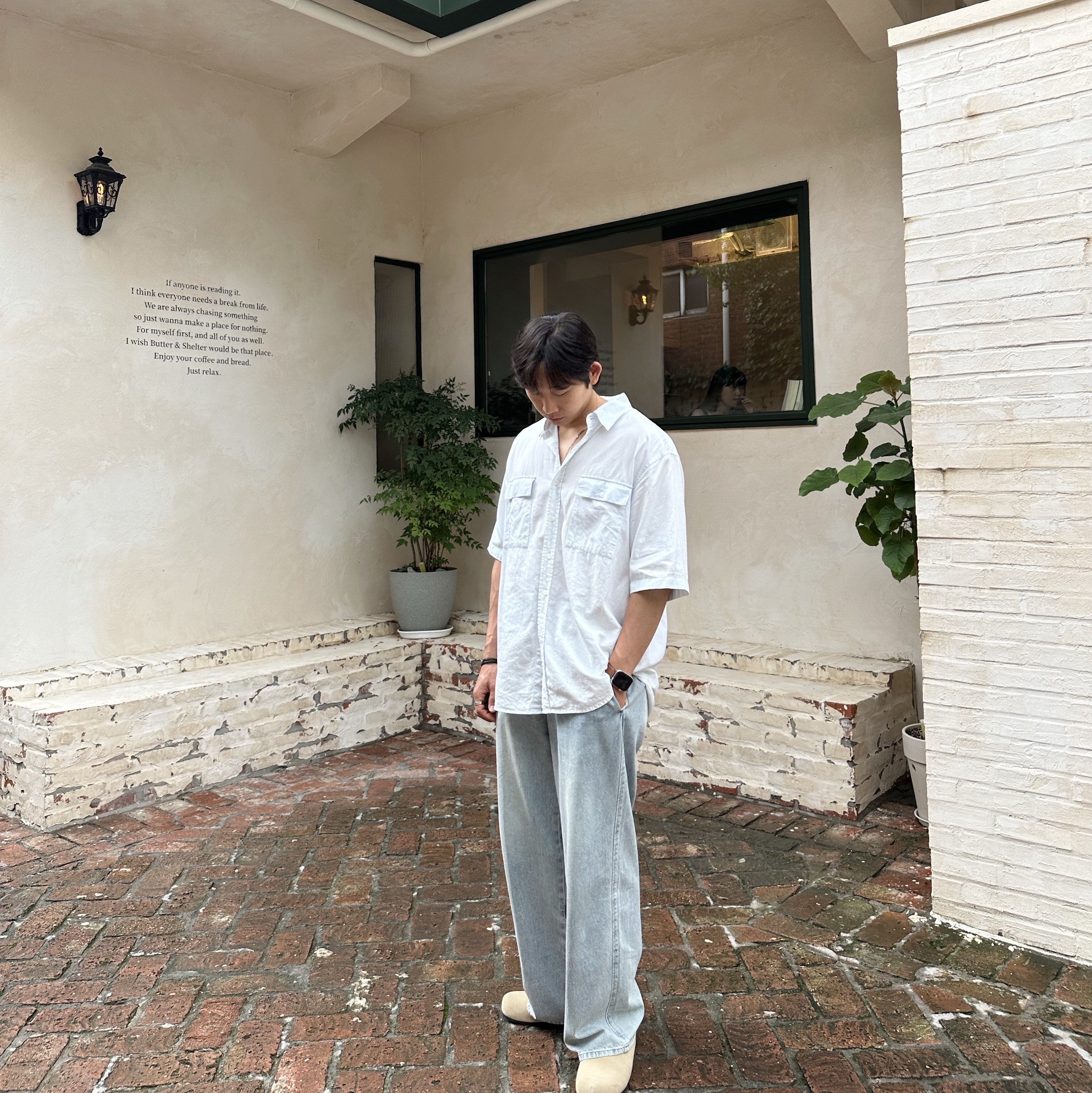 Polyteru Human Index Index Sweatpants Gray, Polyteru Human Index Human Jumbo 1/2 T-Shirt Black 착용 스타일 - 2