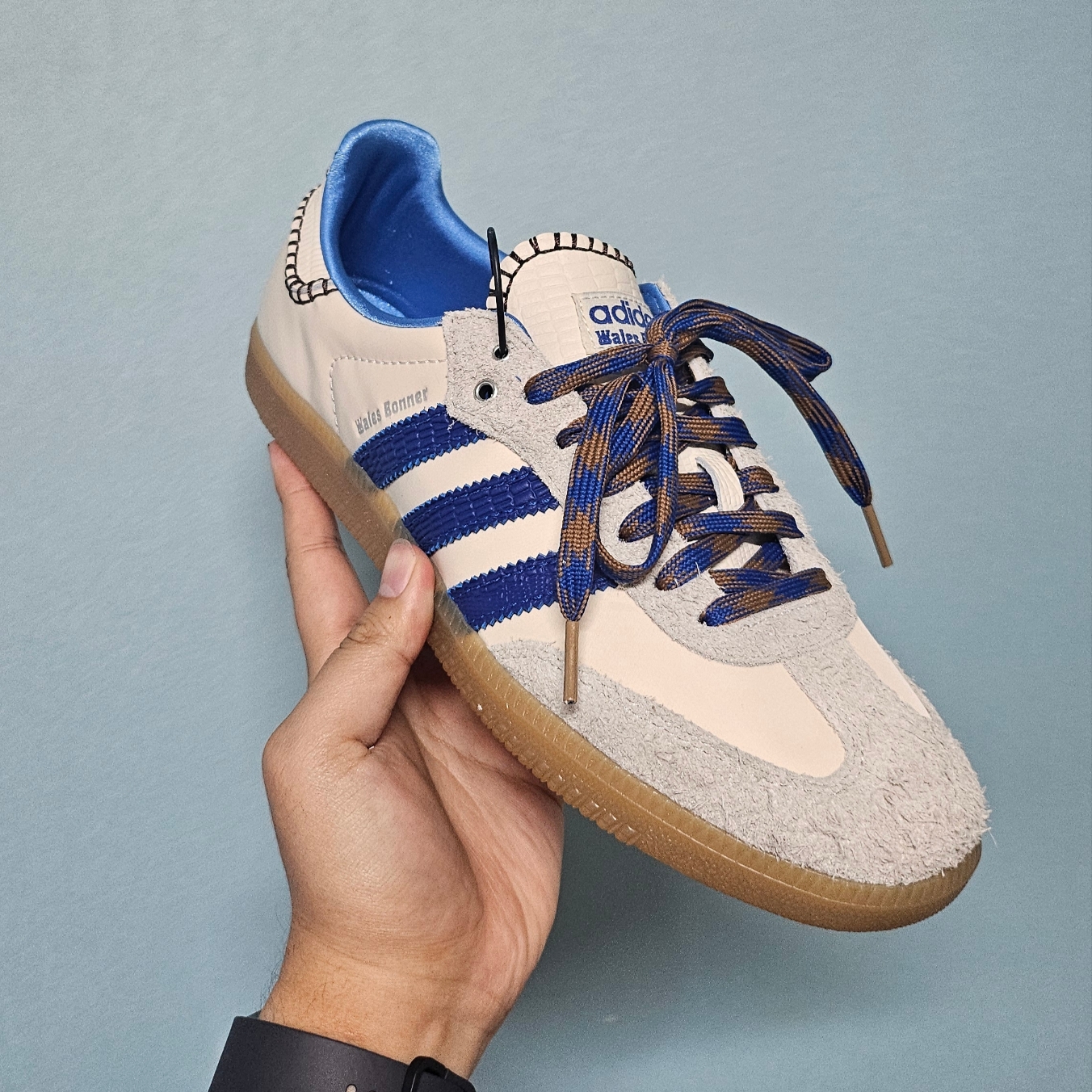 Adidas x Wales Bonner Samba Wonder Clay Royal Blue 착용 스타일 - 2