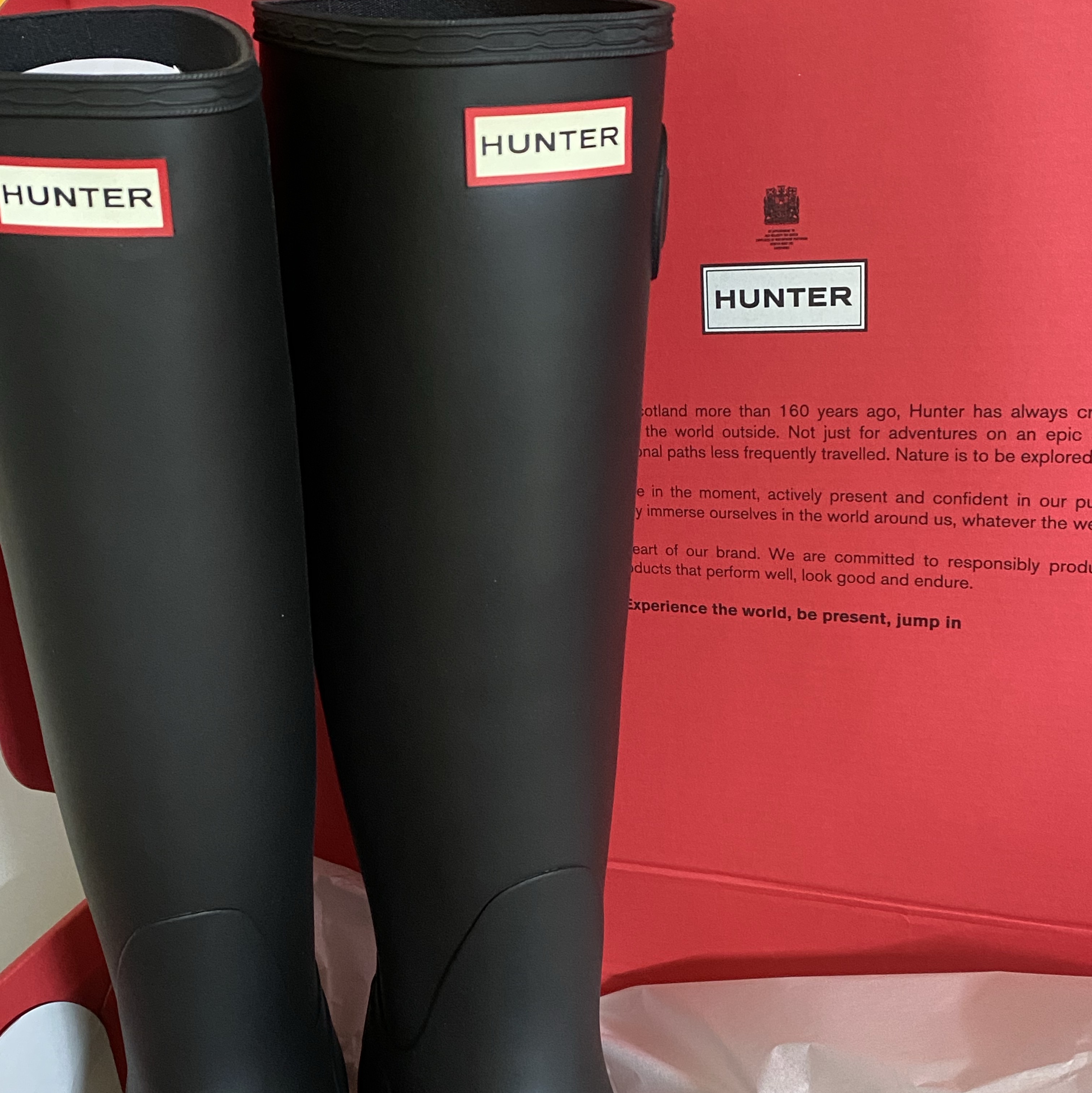 (W) Hunter Original Tall Rain Boots Black 착용 스타일