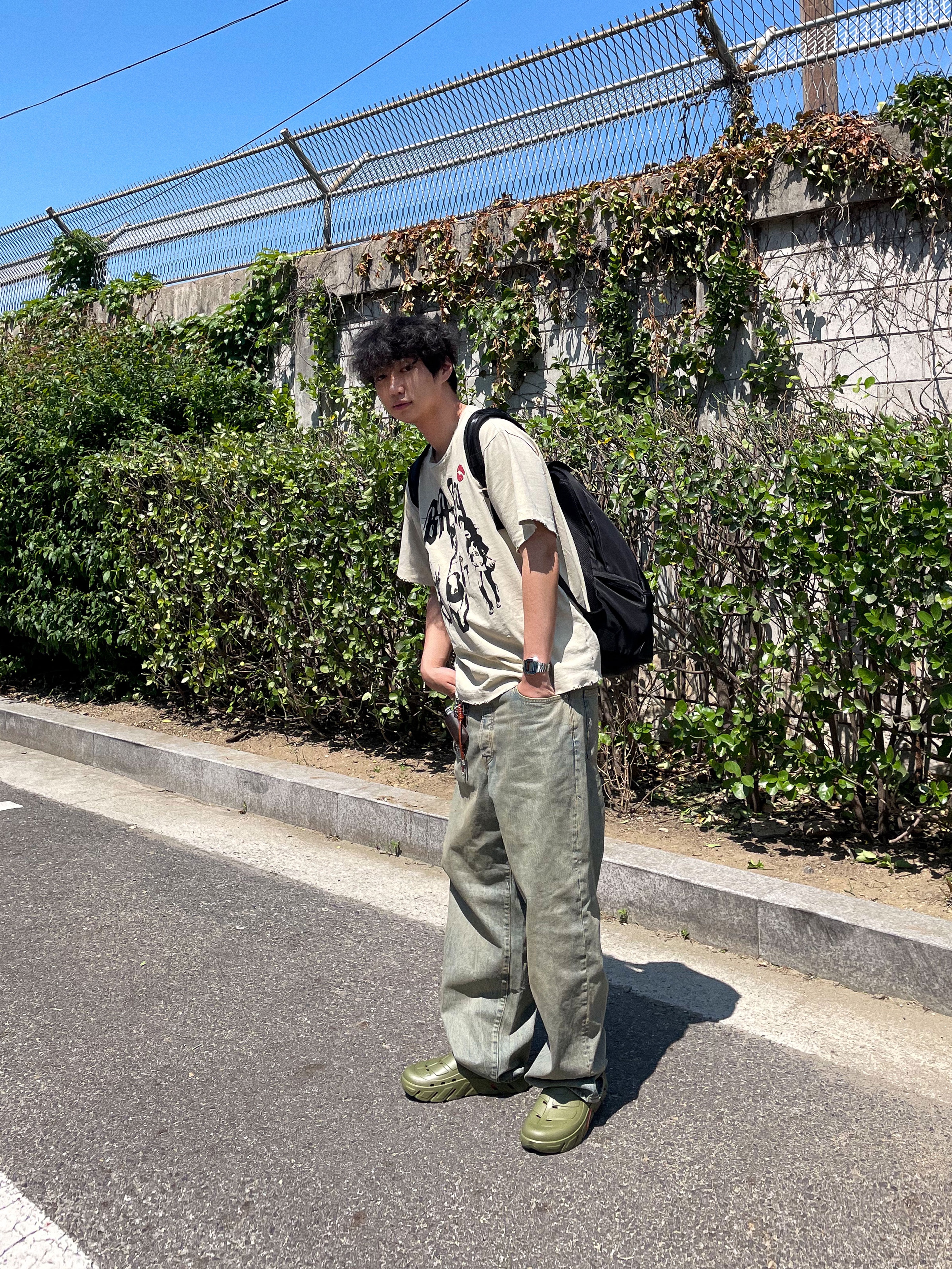 Stussy Denim Big OL' Jean Washed Beach Wash 착용 스타일 - 3