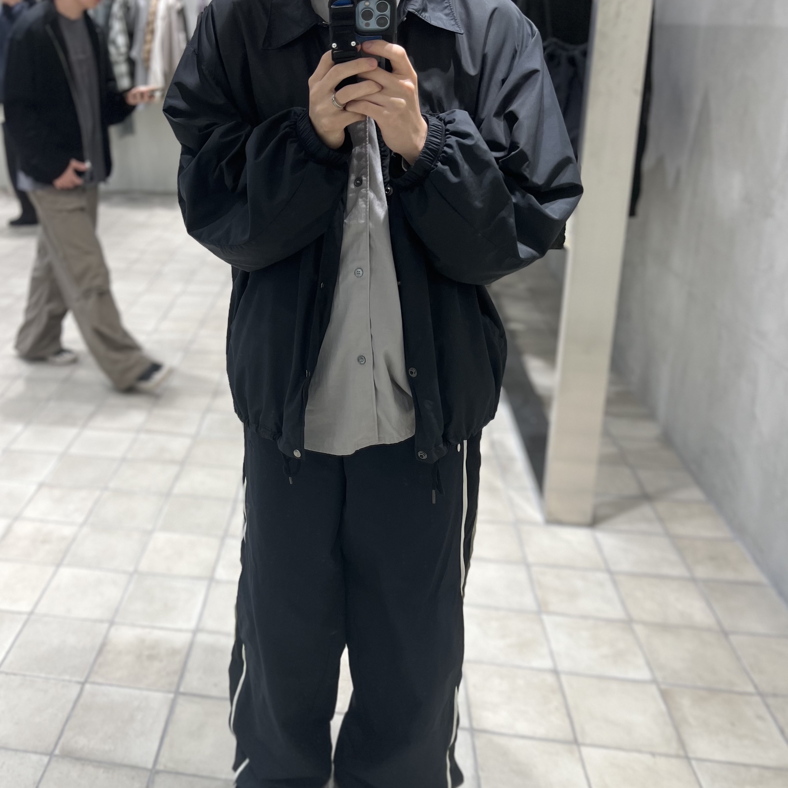 Polyteru 1011 Star Coach Jacket 1.2v Used Ink - 24SS, Polyteru Tenco Loosed Shirt 2.0 Washed Gray 착용 스타일 - 1
