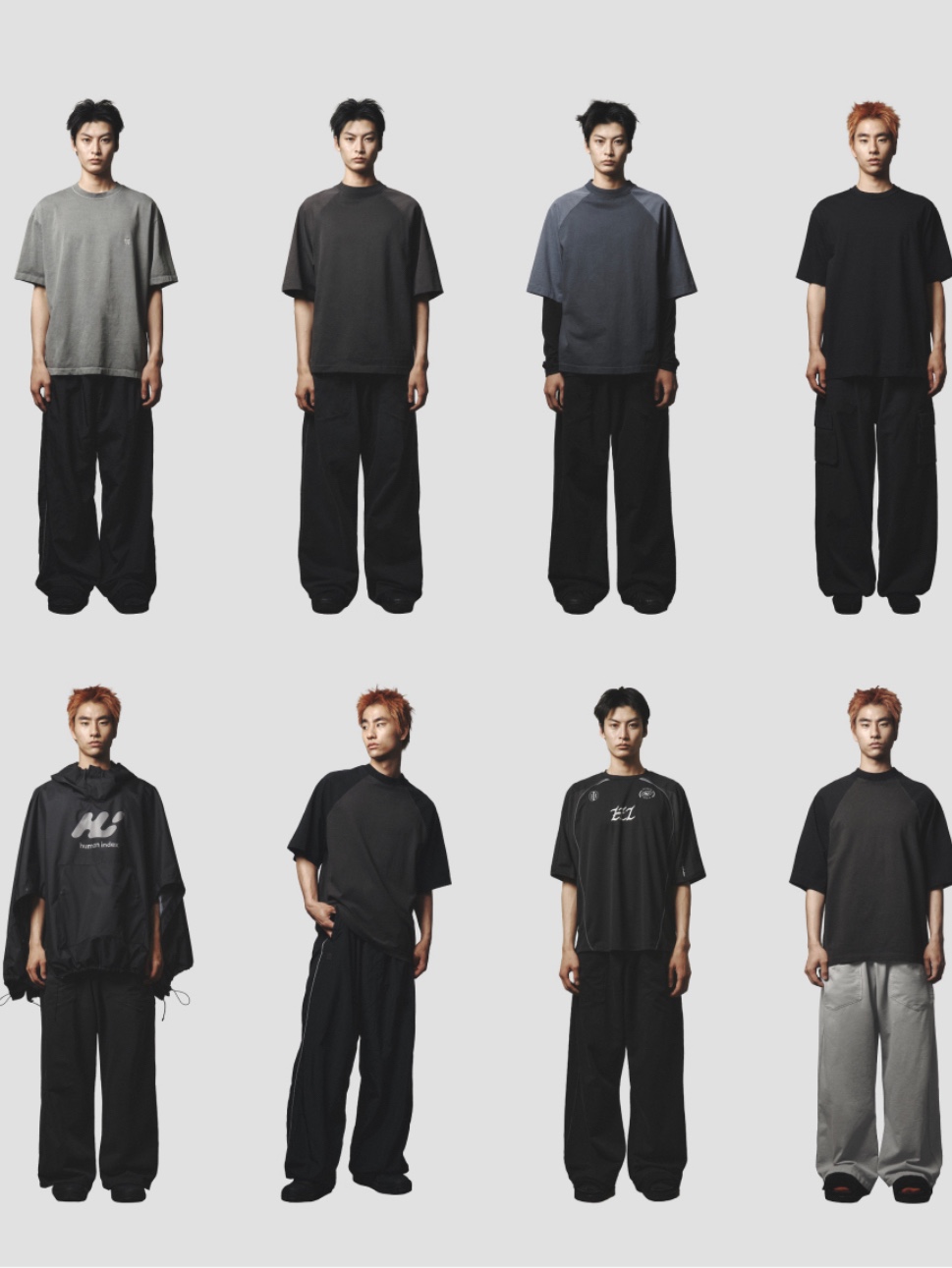 Polyteru Human Index Human Rain Pancho Hoodie Black, Polyteru Human Index Index Sweatpants Gray 착용 스타일 - 2