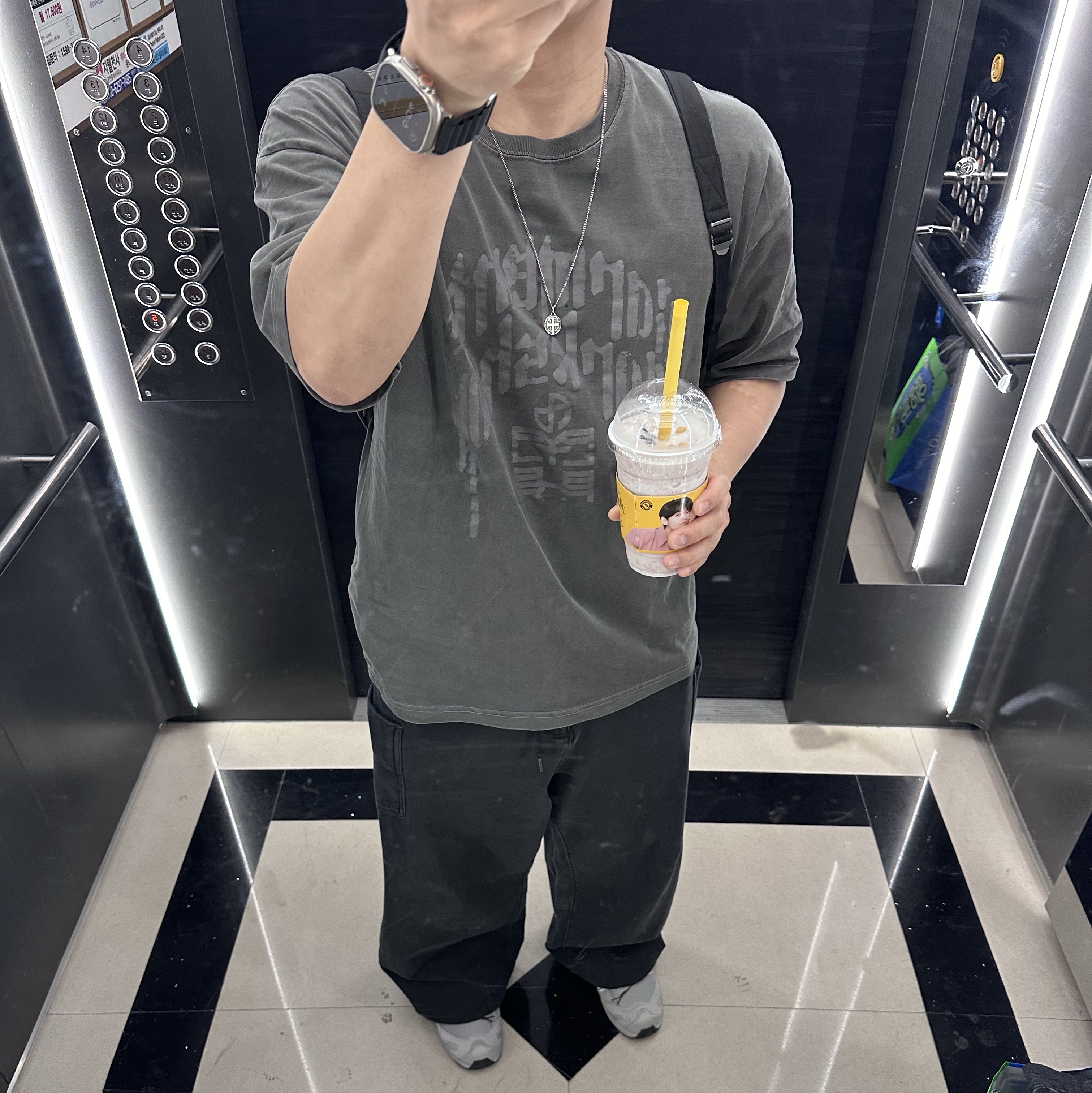 Polyteru 1011 Side Cargo Sweatpants Washed Green - 24SS, Salomon XA Pro 3D Alloy Silver 착용 스타일