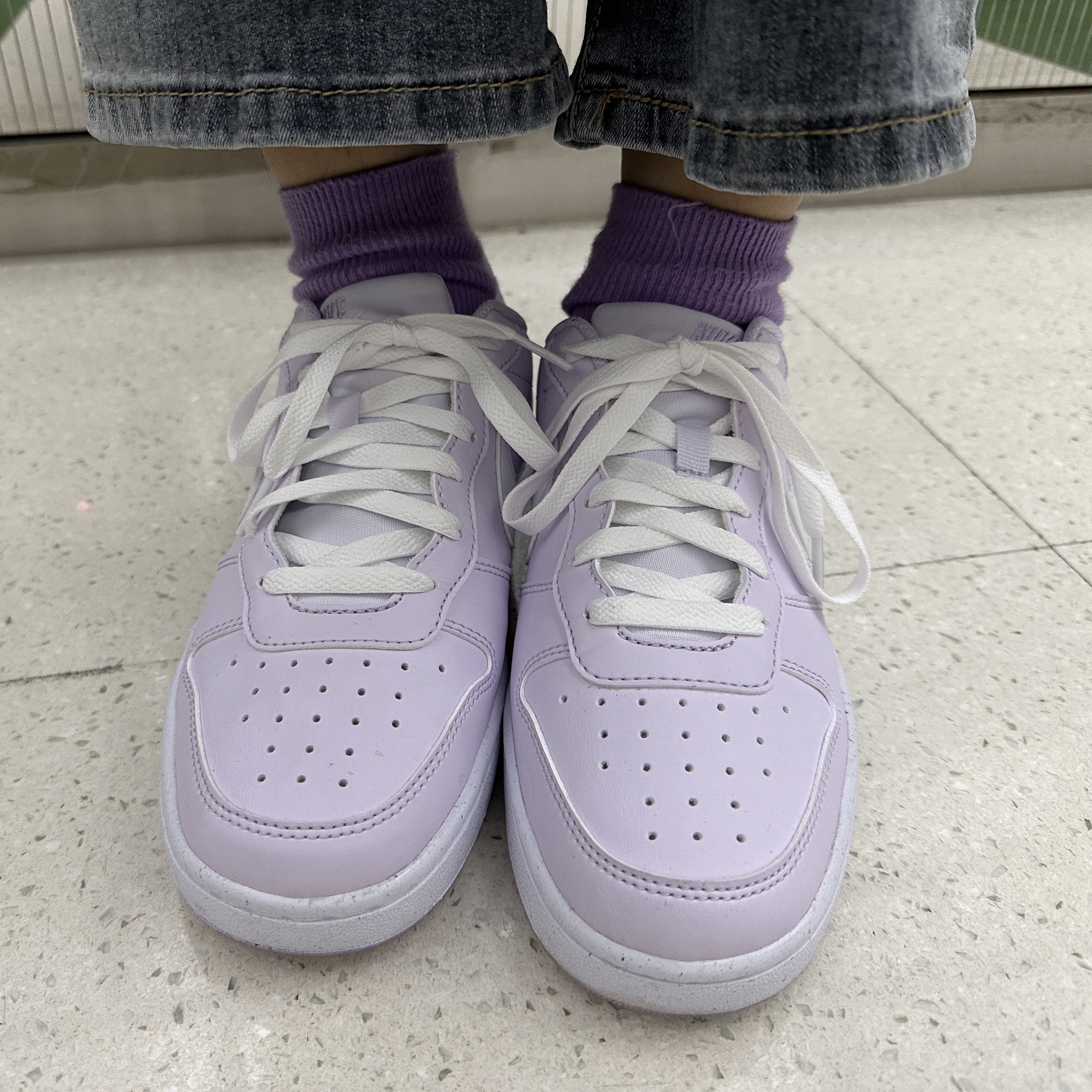 (GS) Nike Court Borough Low Recraft Barely Grape Lilac Bloom 착용 스타일 - 1