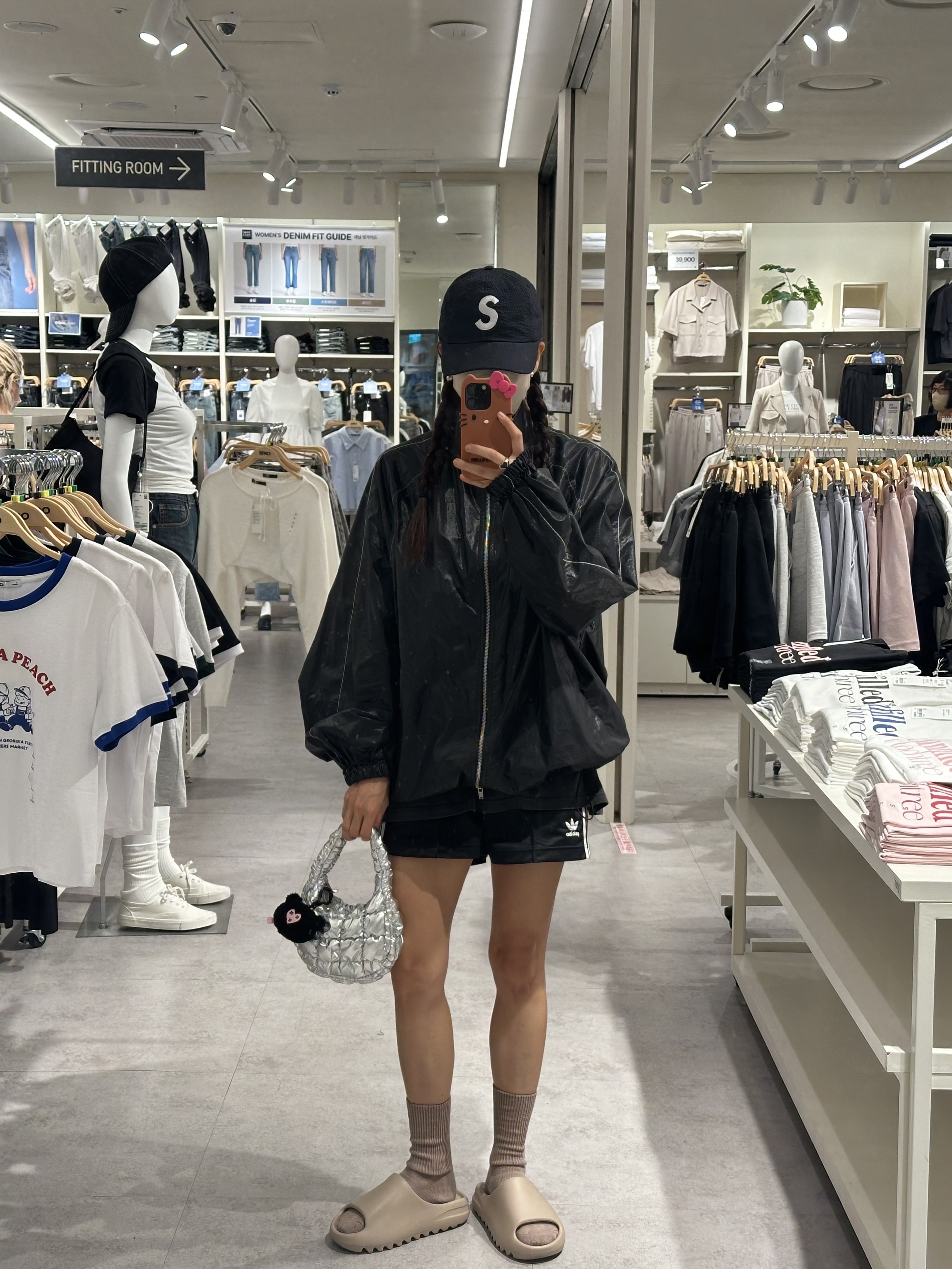Supreme Seersucker S Logo 6-Panel Black - 24SS, (W) Matin Kim Logo Coating Jumper Black 착용 스타일 - 3