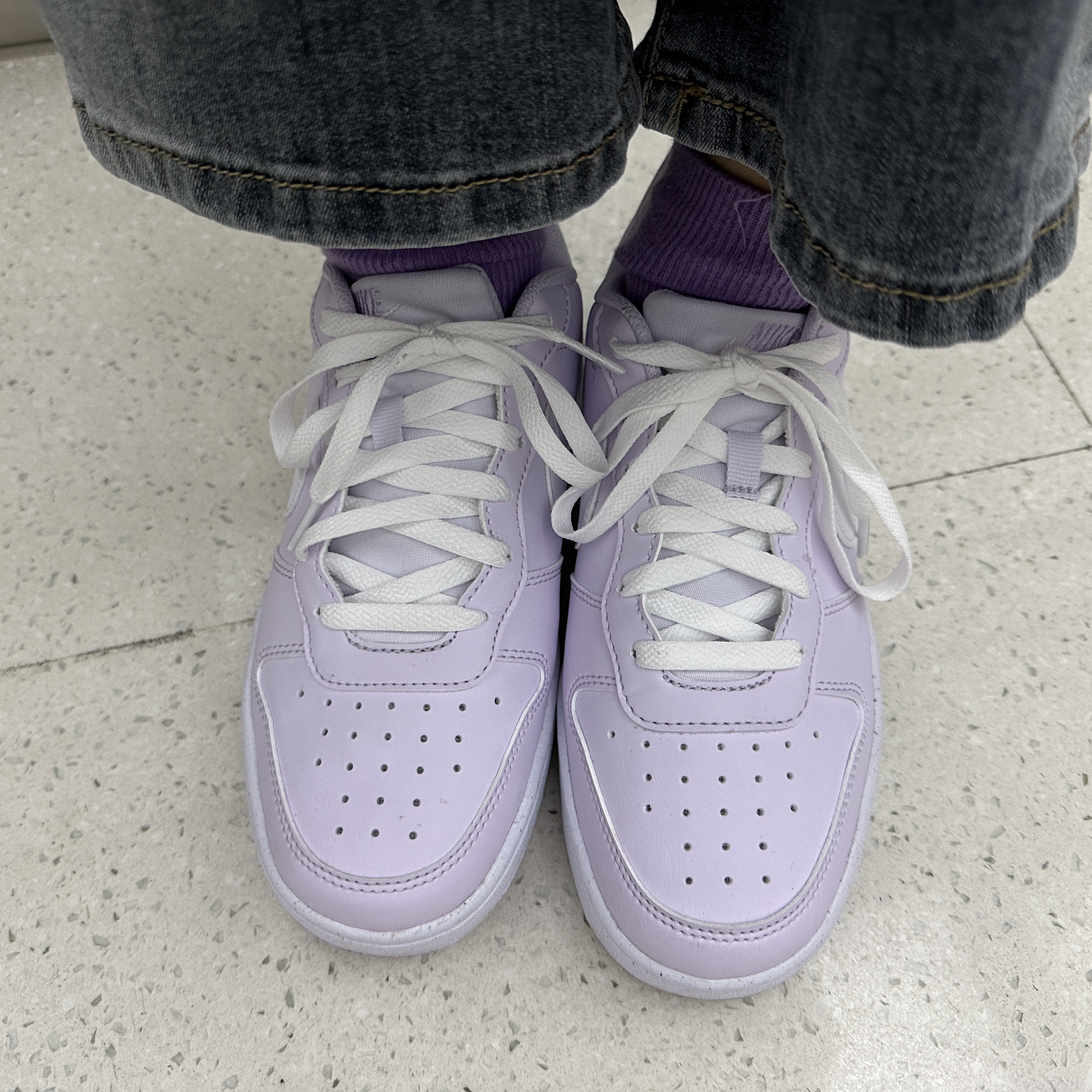 (GS) Nike Court Borough Low Recraft Barely Grape Lilac Bloom 착용 스타일 - 2