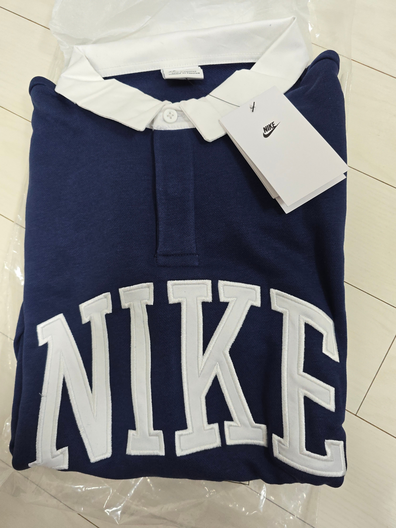 Nike Club Fleece Long Sleeve Fleece Polo Midnight Navy - Asia 착용 스타일