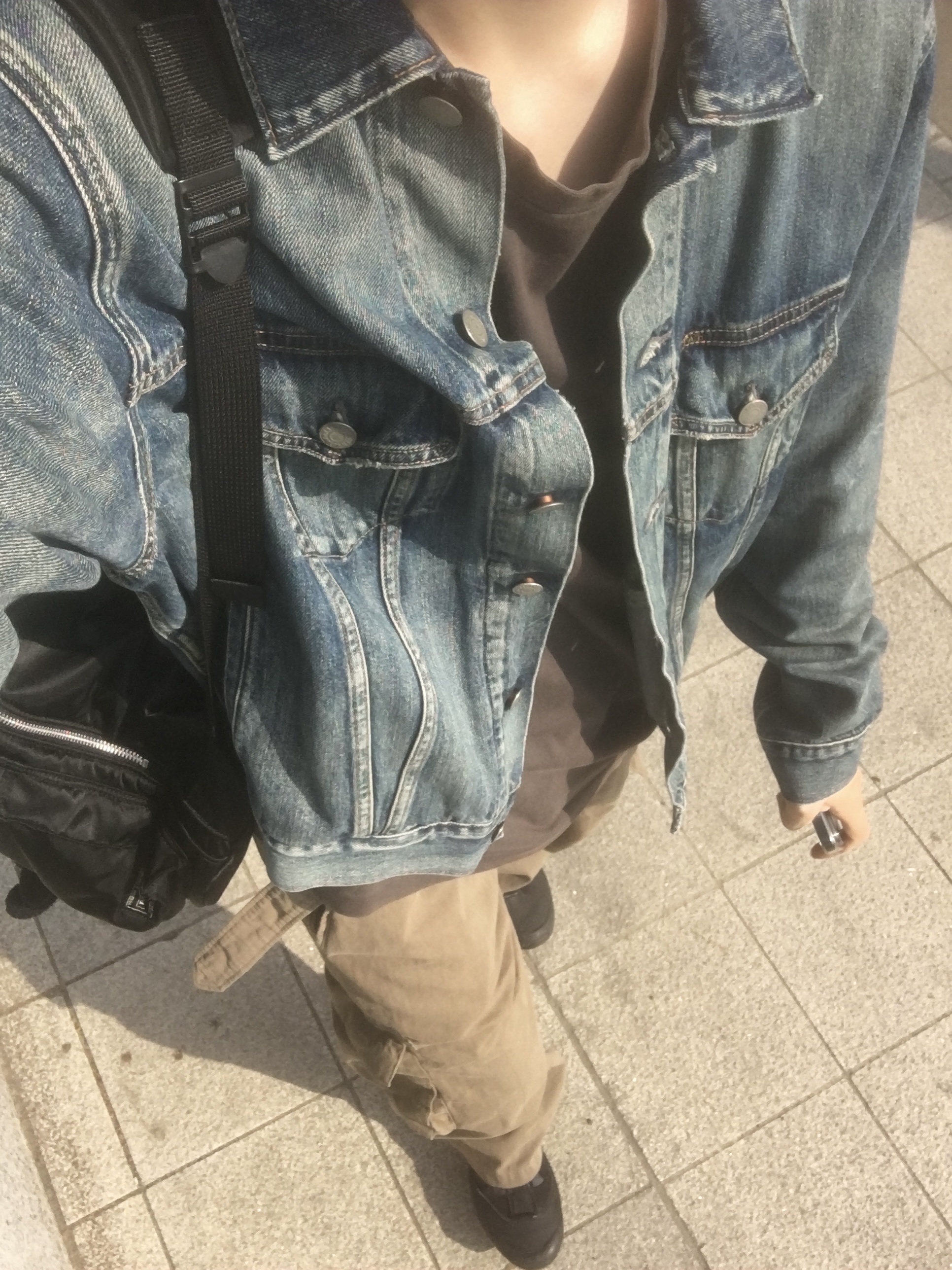 Polyteru Belted Cargo Pants 1.2v Deep Beige, Porter Tanker Backpack Black 착용 스타일 - 1