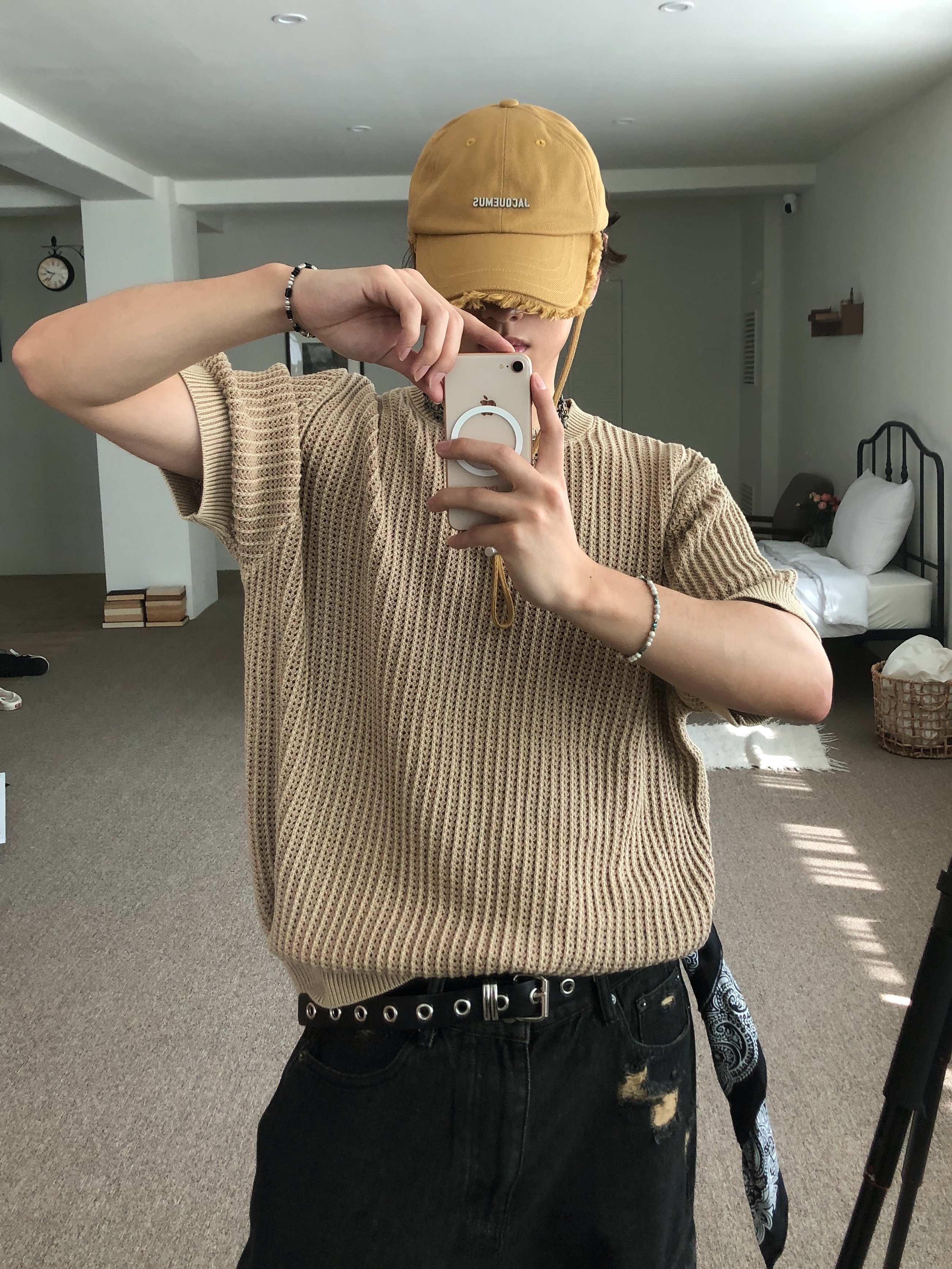 Jacquemus La Casquette Artichaut Fringe Baseball Cap Beige 착용 스타일 - 1
