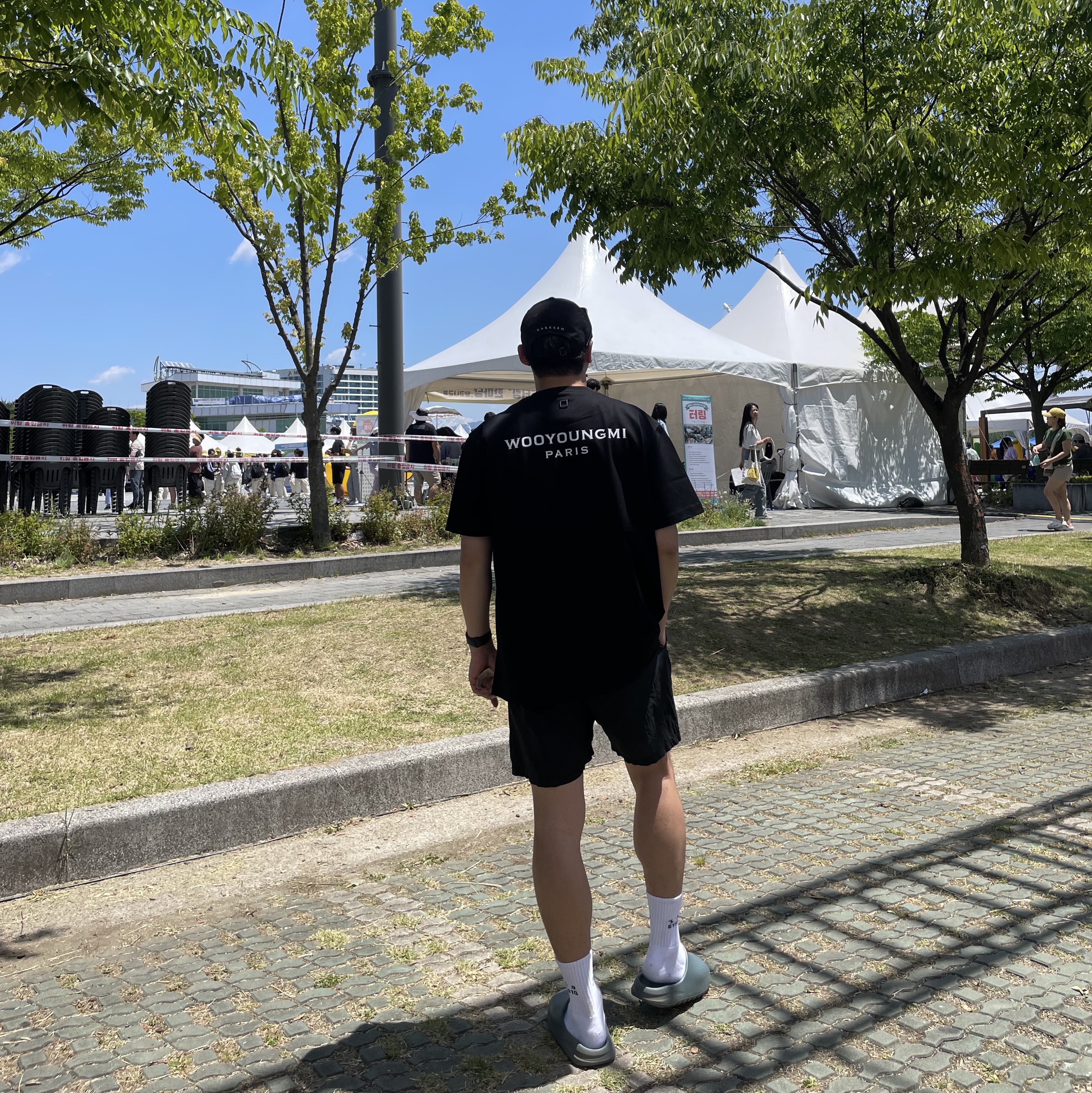 Wooyoungmi Cotton Back Logo T-Shirt Black - 24SS, Stone Island B0943 Nylon Metal Swimming Trunk Black - 24SS 착용 스타일 - 2