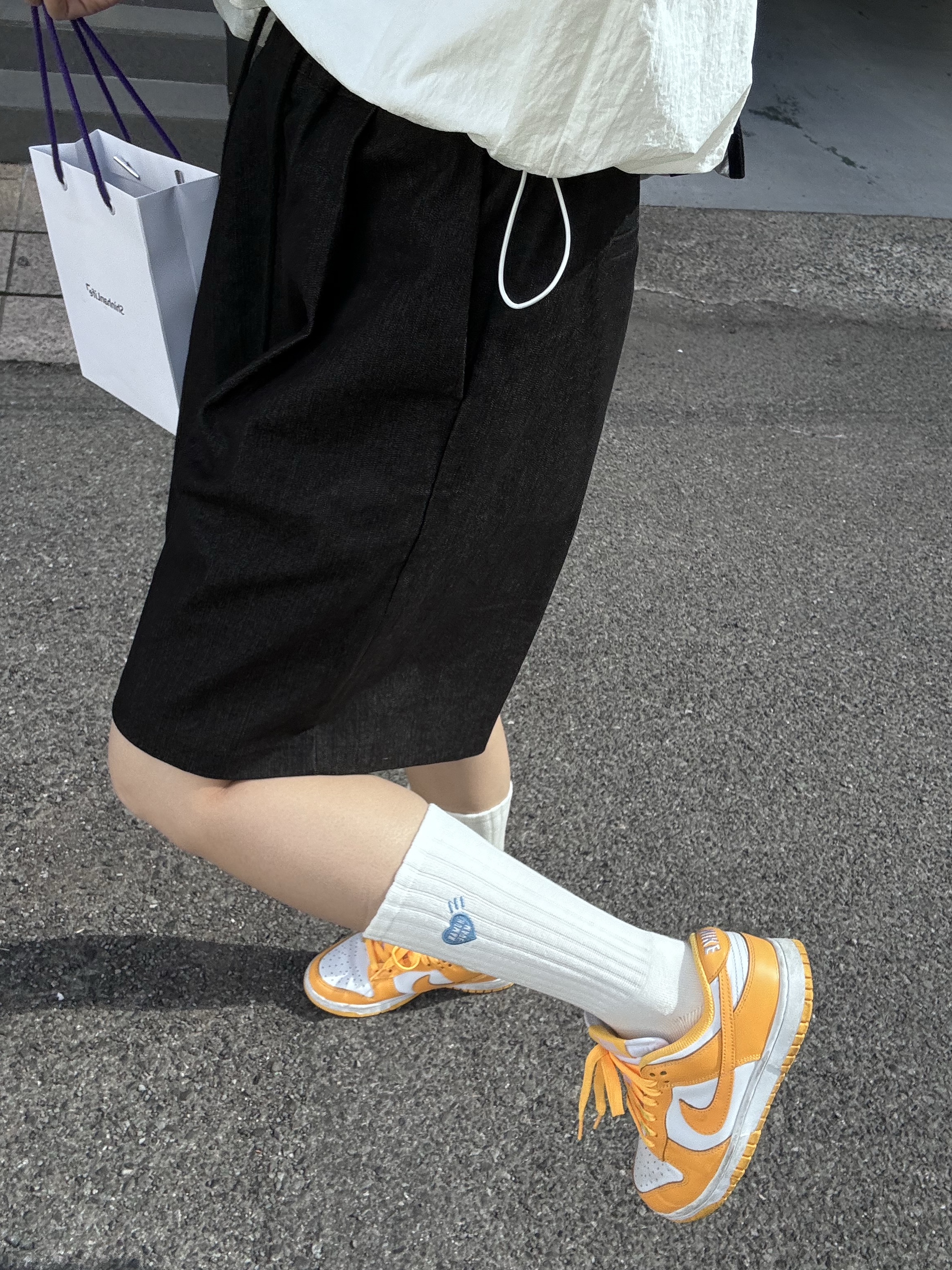 Human Made Pile Socks White, (W) Nike Dunk Low Laser Orange 착용 스타일