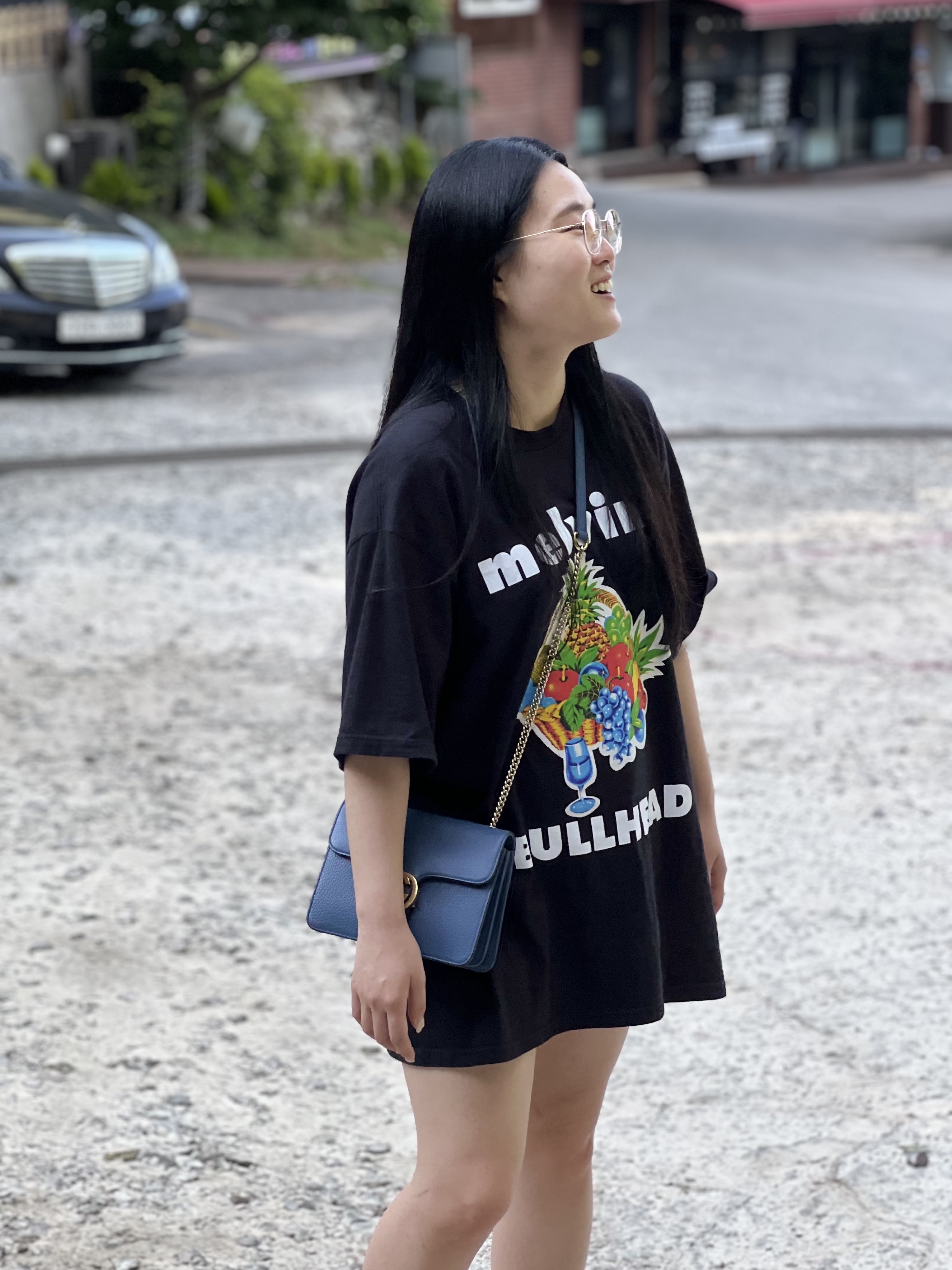 Supreme x Melvins Bullhead T-Shirt Black - 24SS, Gucci GG Interlocking Chain Shoulder Bag Blue 착용 스타일 - 2
