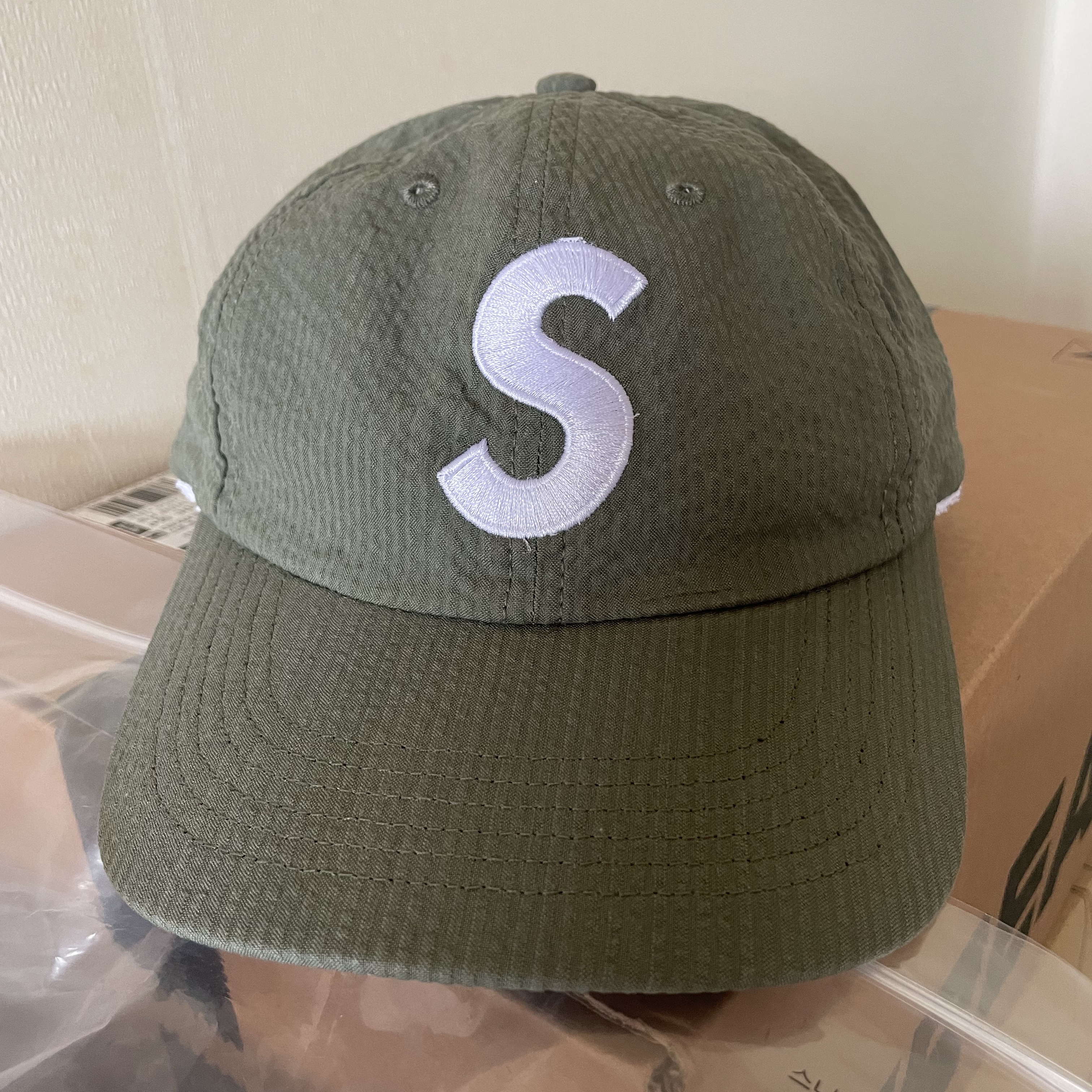 Supreme Seersucker S Logo 6-Panel Green - 24SS 착용 스타일