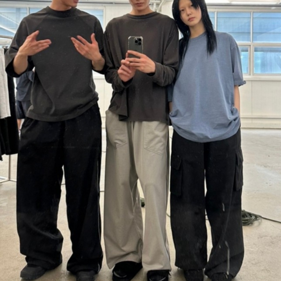 Polyteru 1/2 Graphic T-Shirt 'Skull Couple' White, Polyteru Human Index Index Sweatpants Black 착용 스타일 - 3