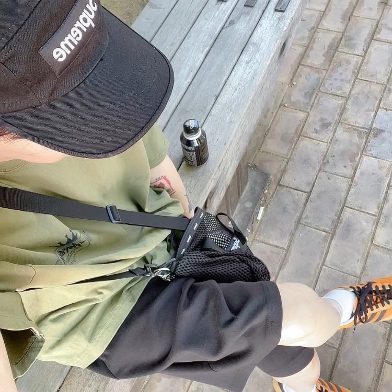 Stussy Built To Last Pigment Dyed T-Shirt Olive, Supreme Mesh Mini Duffle Bag Black - 23SS 착용 스타일