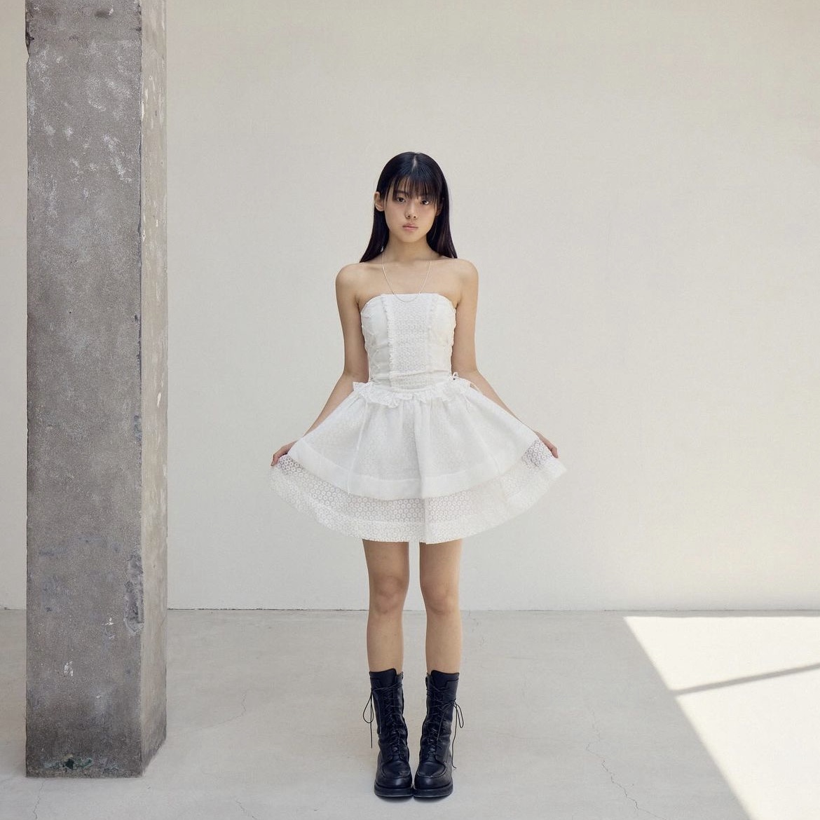 [KREAM 단독 / 예약 배송] FLETTA 89 Lace Top Dress Mini 착용 스타일