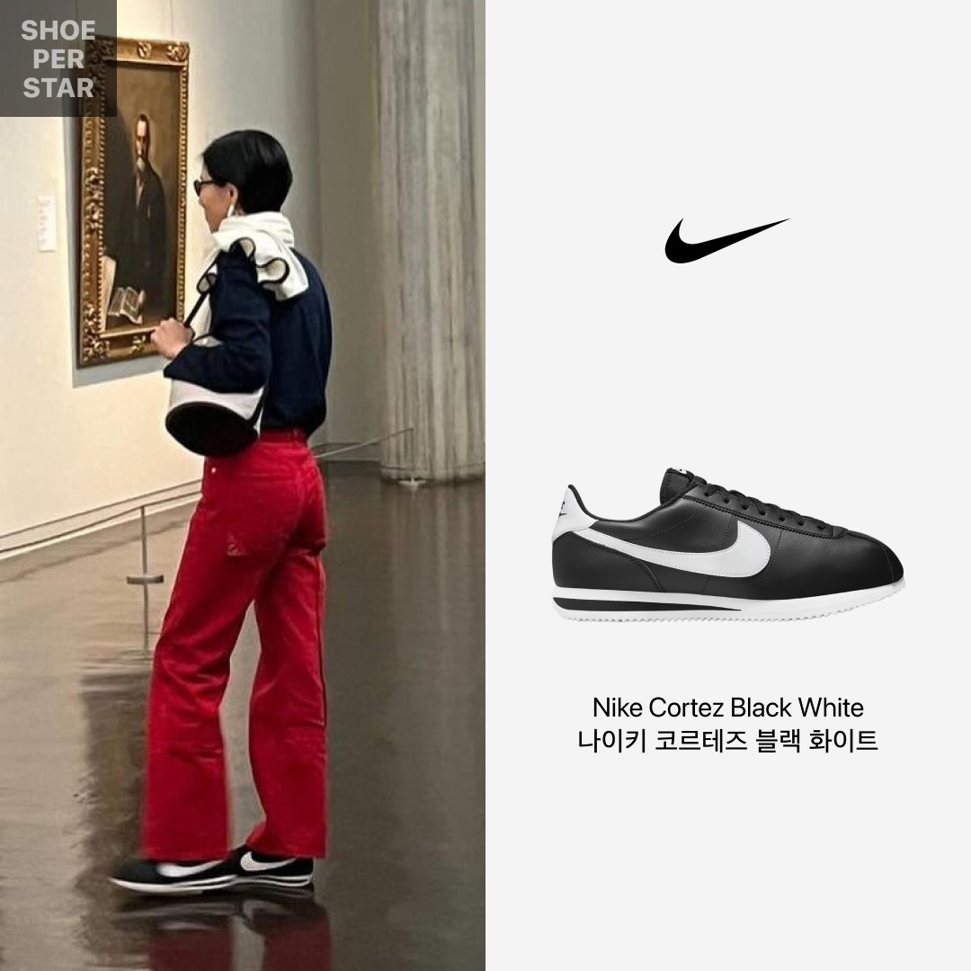 Nike Cortez Black White 착용 스타일 - 1