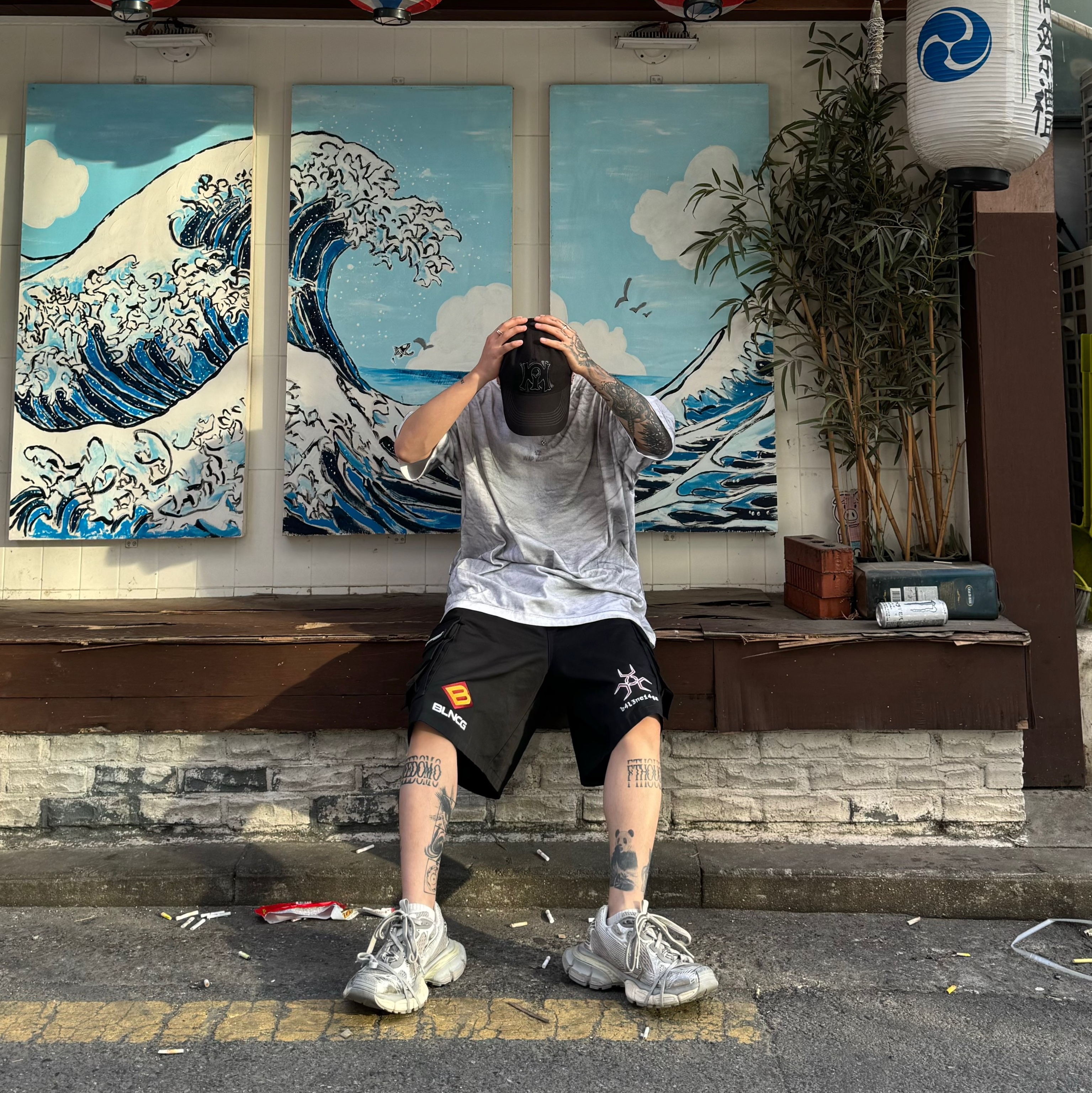 Balenciaga 3XL Sneakers Light Beige 착용 스타일 - 6