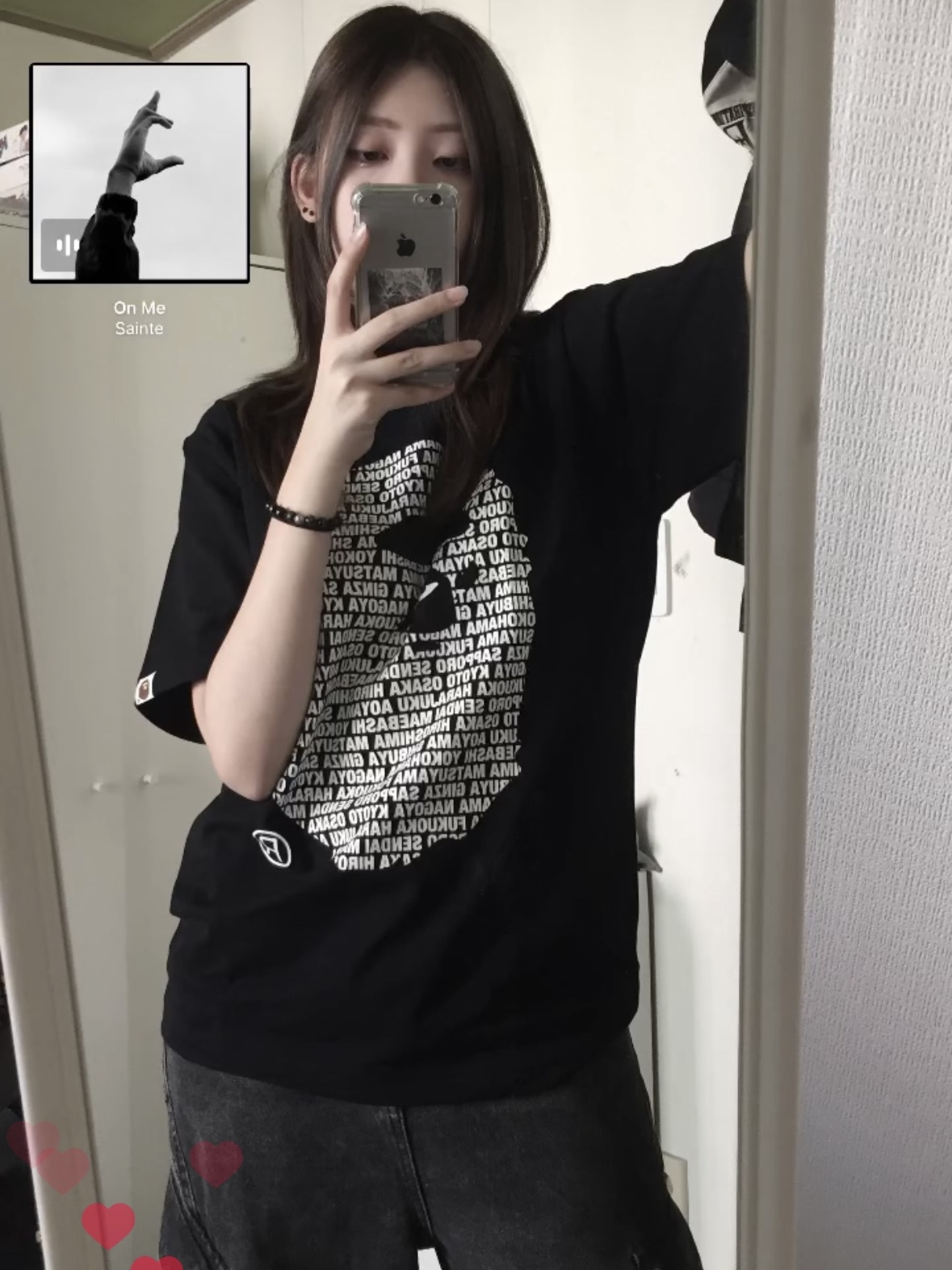 BAPE Japan Ape Head T-Shirt Black 착용 스타일