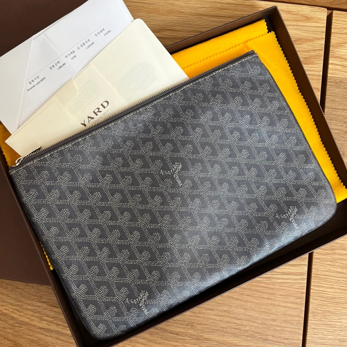 Goyard Senat Pochette MM Navy Blue 착용 스타일