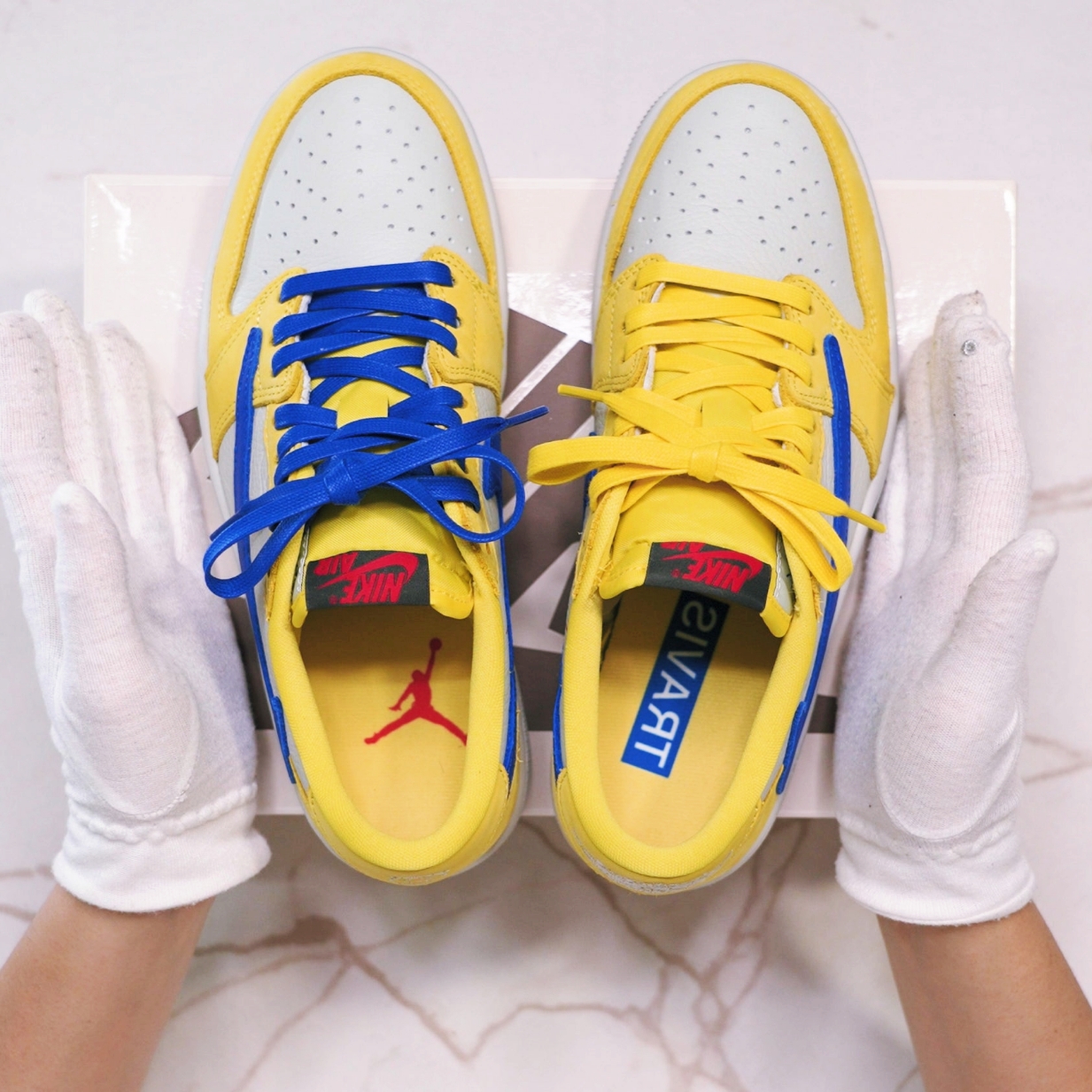 (W) Jordan 1 x Travis Scott Retro Low OG SP Canary 착용 스타일 - 3