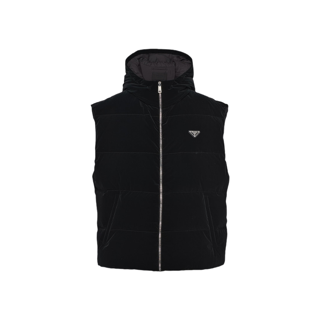 Prada Hooded Technical Fabric Down Vest Black 상세 이미지 1