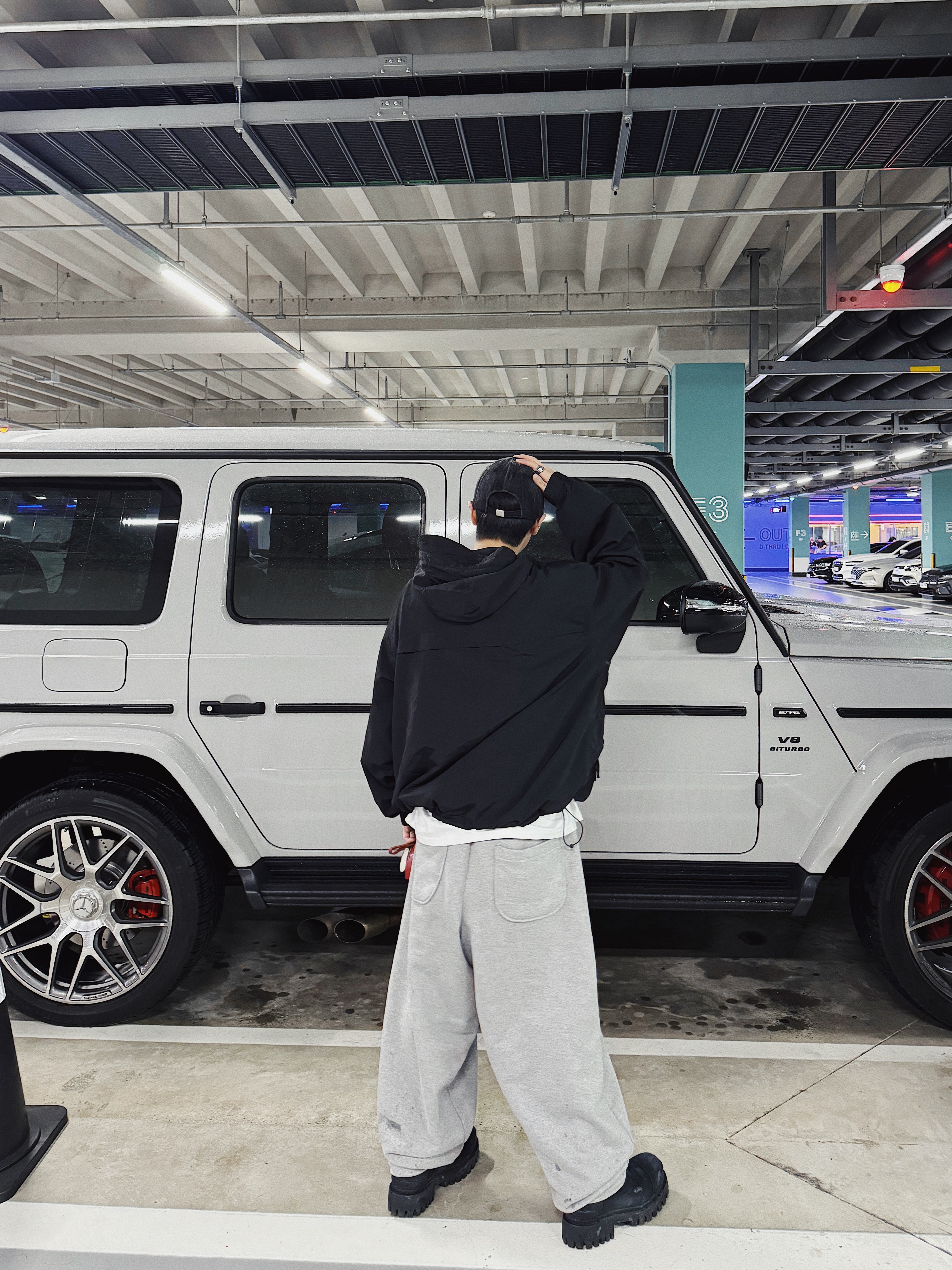 MJD Everyday Heavy Sweat Baggy Pants Melange Grey, Balenciaga Combat Strike 20mm Boots Black 착용 스타일 - 3