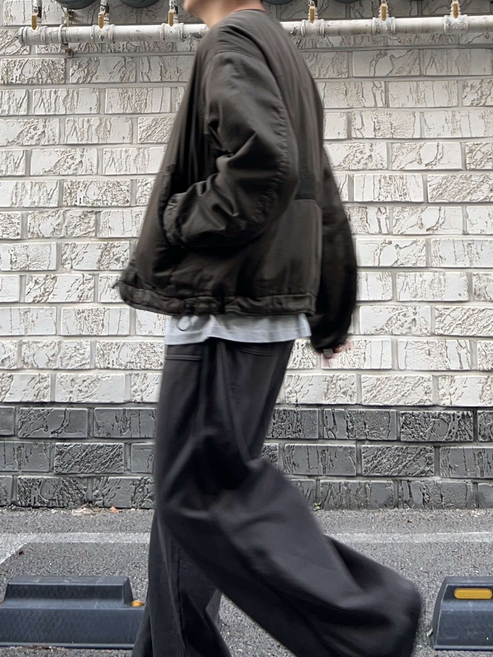 Polyteru x 1011 Camou Liner Jacket (Quilted Cardigan 2.0) Used Olive - 23FW, Polyteru 1011 Camou Liner Jacket Used Olive 착용 스타일 - 2