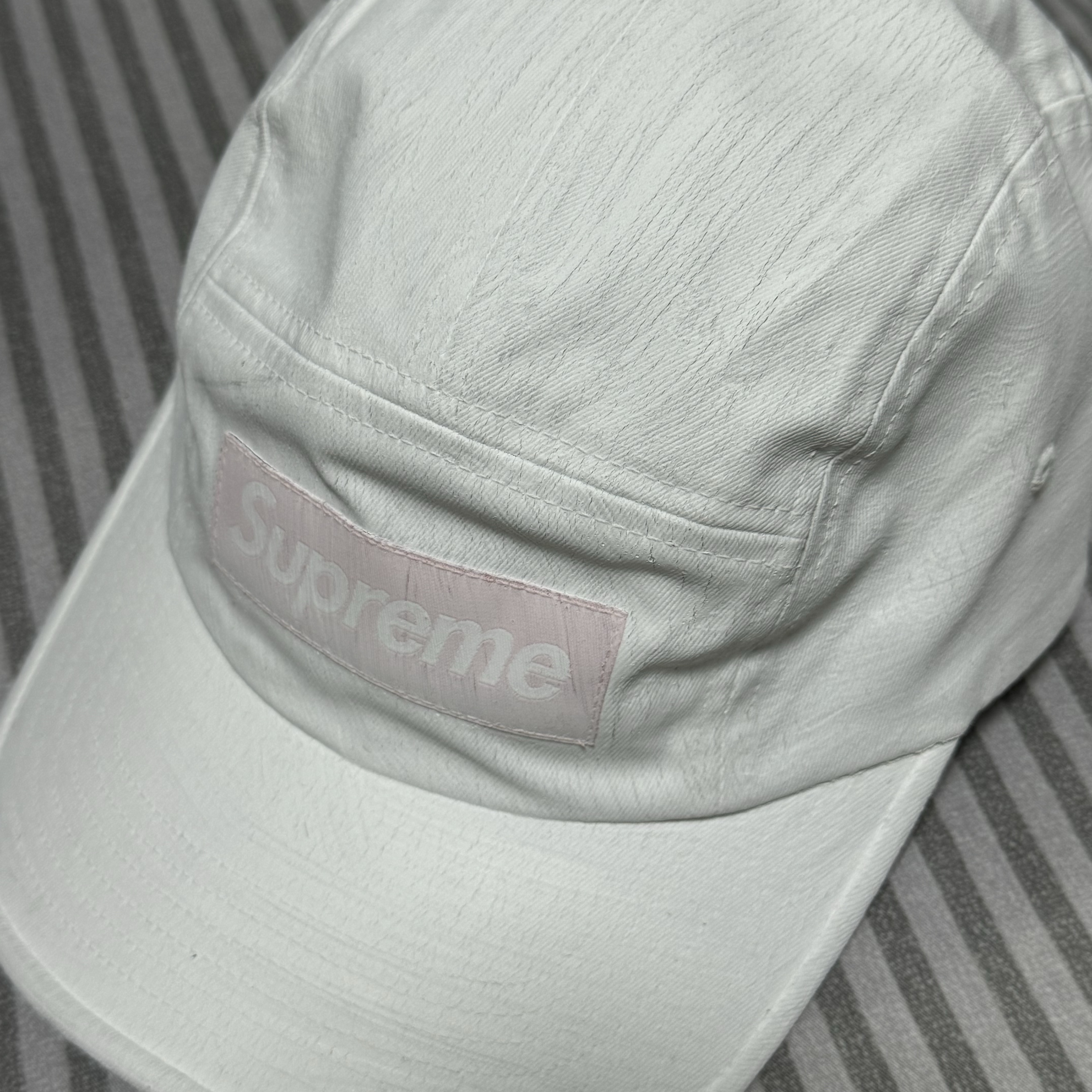 Supreme x MM6 Maison Margiela Painted Camp Cap White - 24SS 착용 스타일